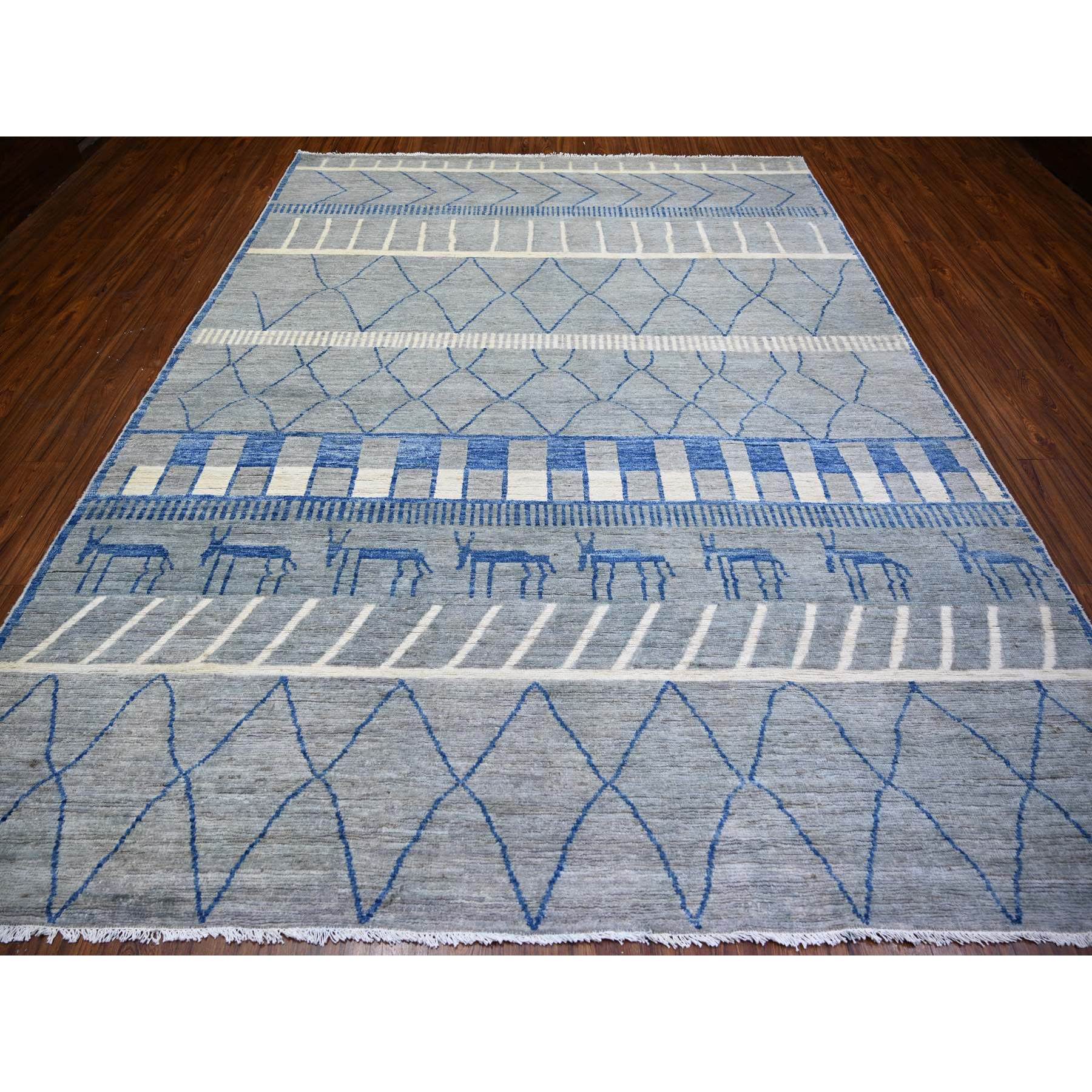 8'9"x11'6" Goose Gray, Boujaad Moroccan Berber Design Vegetable Dyes, Natural Wool Hand Knotted, Oriental Rug Sh73475