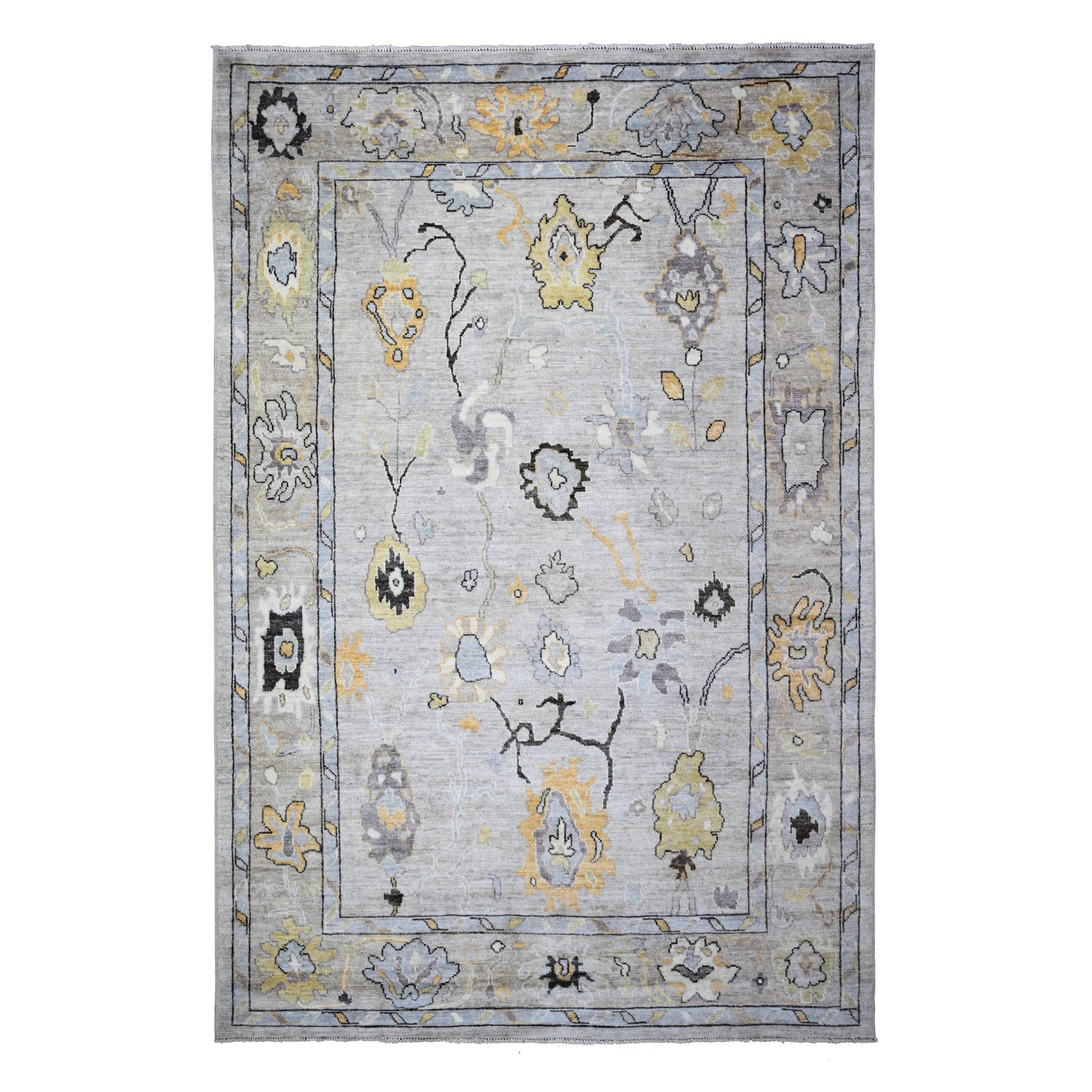 transitional Wool Hand-Knotted Area Rug 6'3