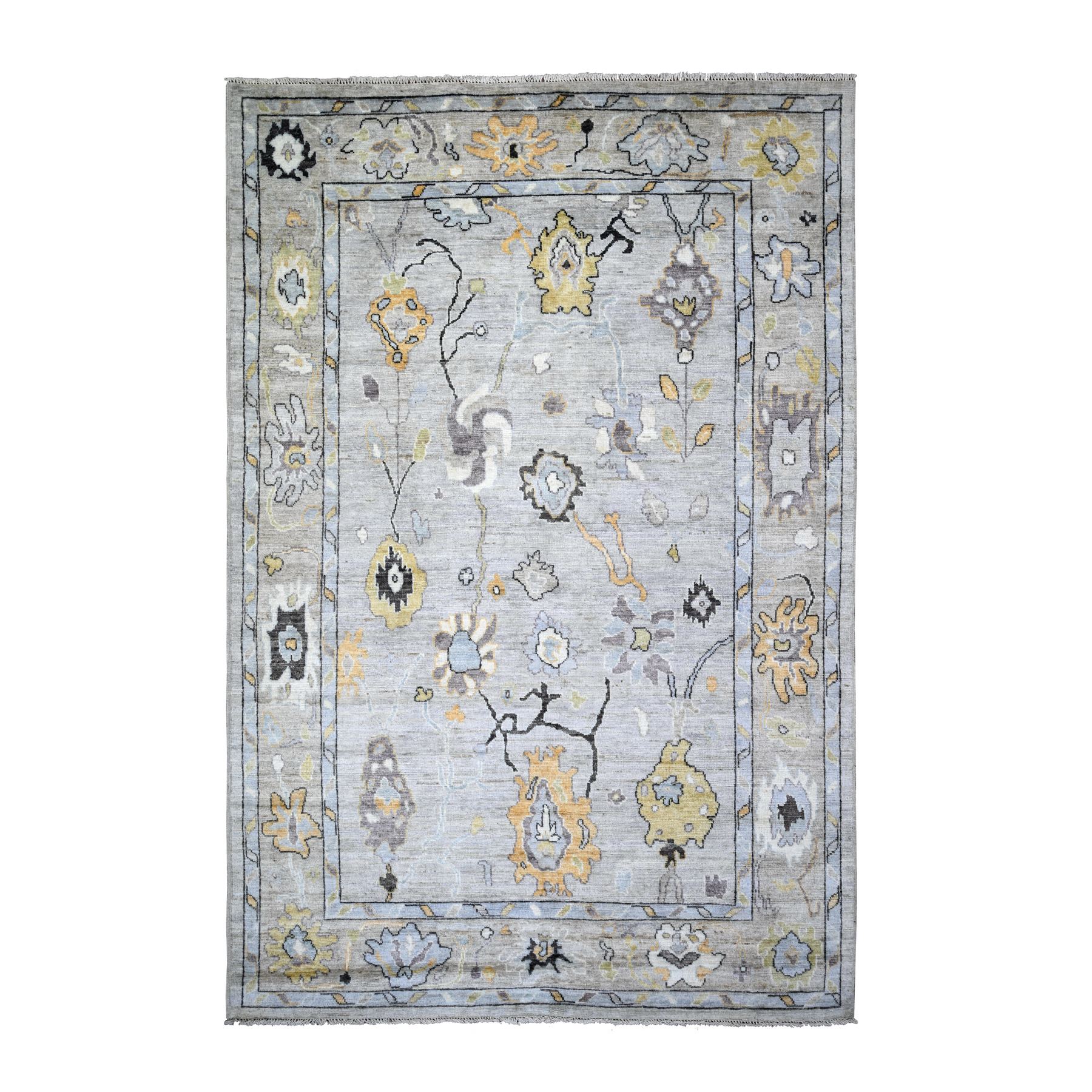 transitional Wool Hand-Knotted Area Rug 6'3
