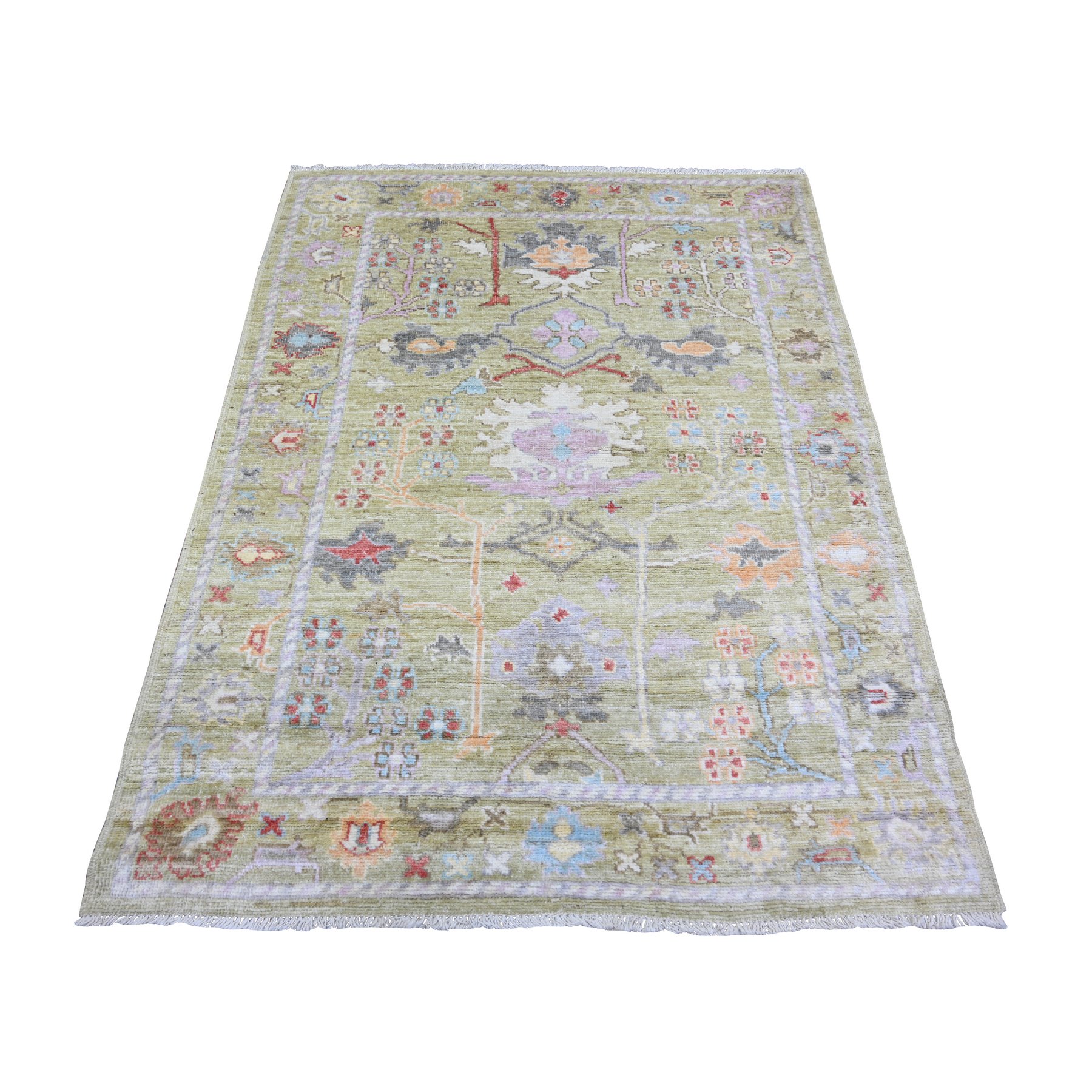 transitional Wool Hand-Knotted Area Rug 4'2