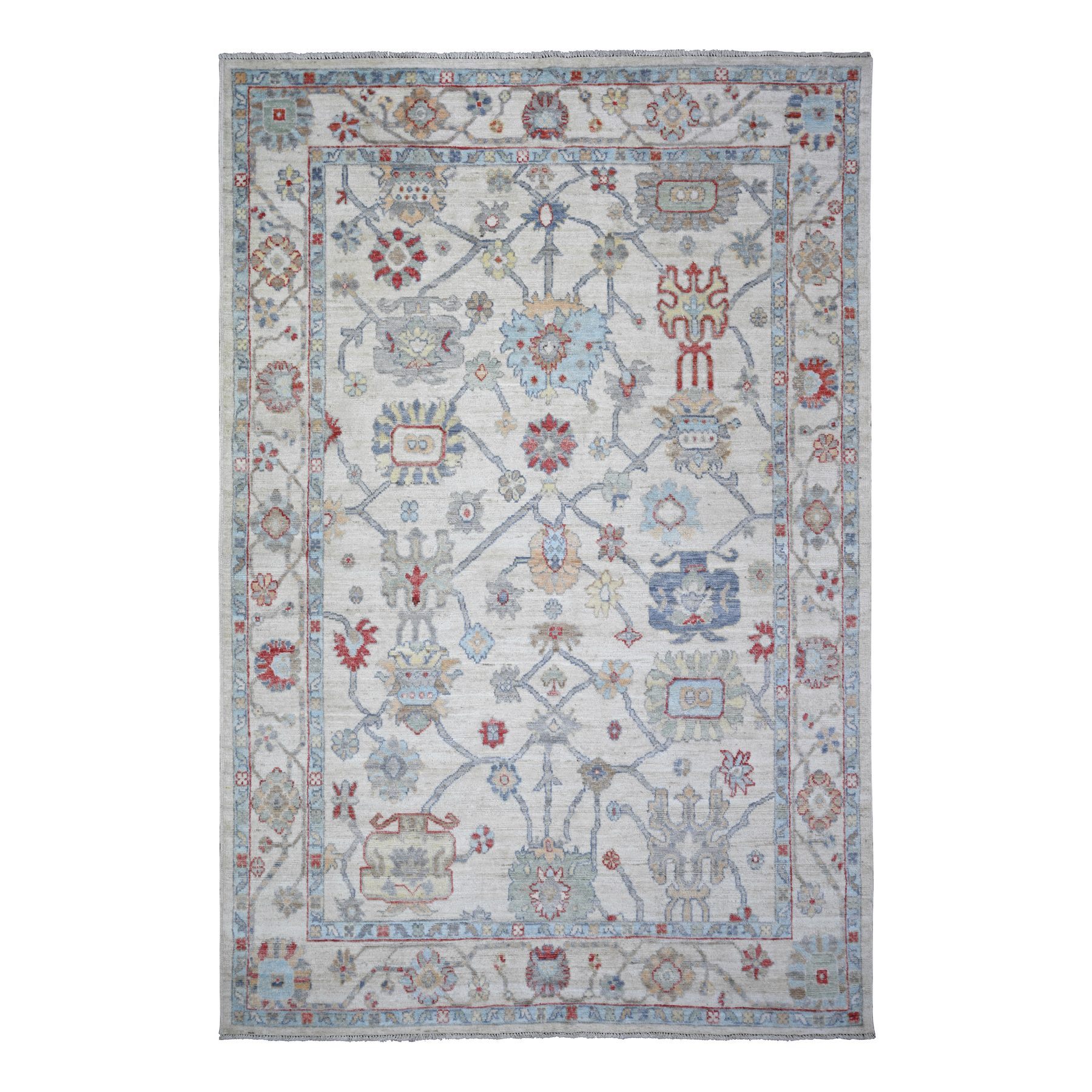 transitional Wool Hand-Knotted Area Rug 6'1