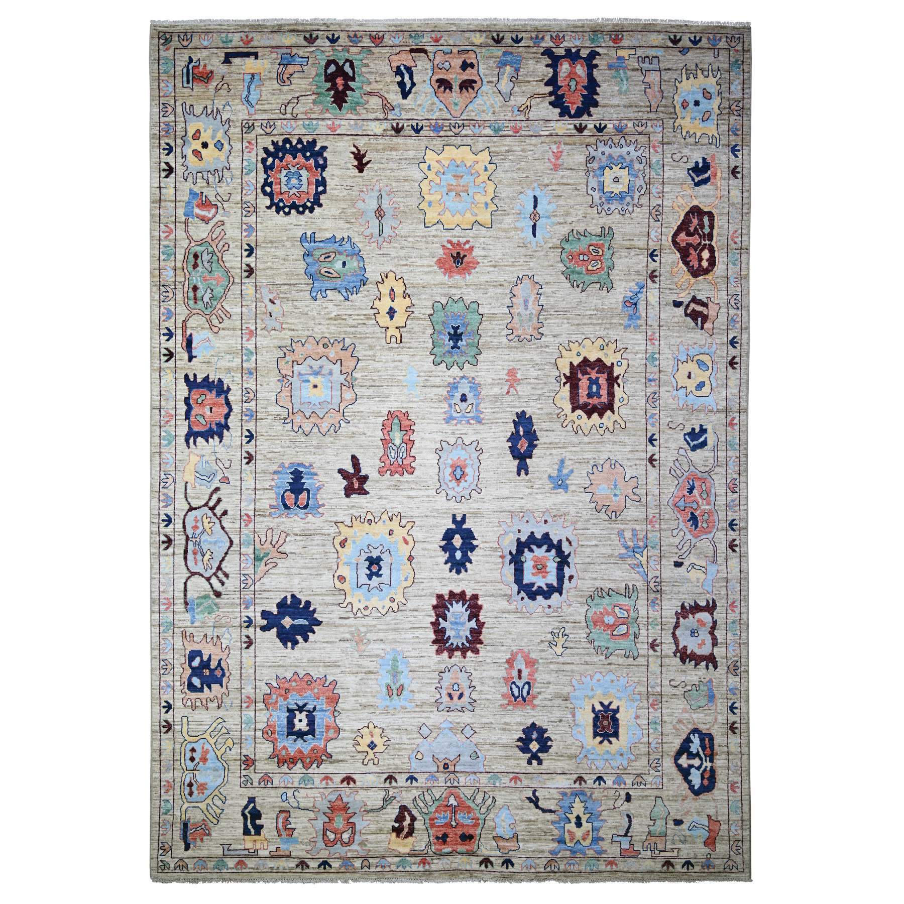 transitional Wool Hand-Knotted Area Rug 9'8