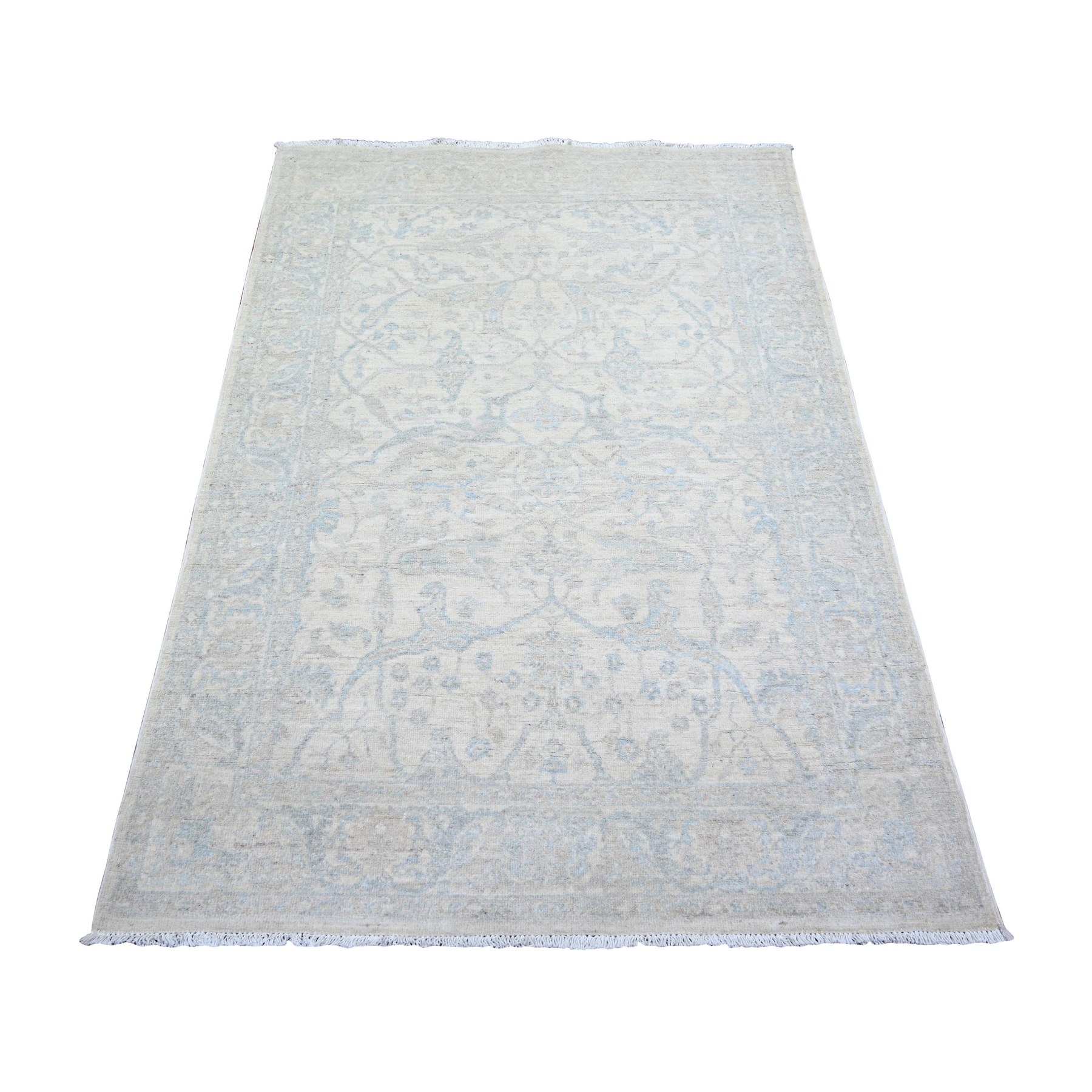 transitional Wool Hand-Knotted Area Rug 3'8