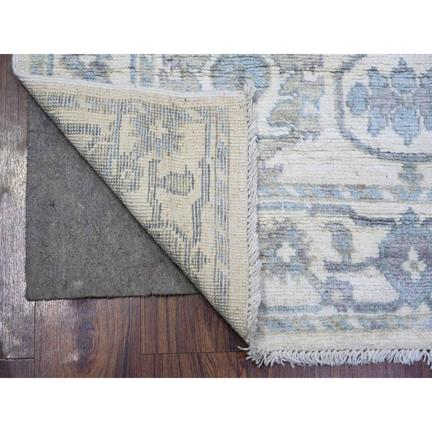 4'x6' Ivory, Extra Soft Wool Hand Knotted, Afghan Angora Oushak with Soft Colors Natural Dyes, Oriental Rug Sh73846