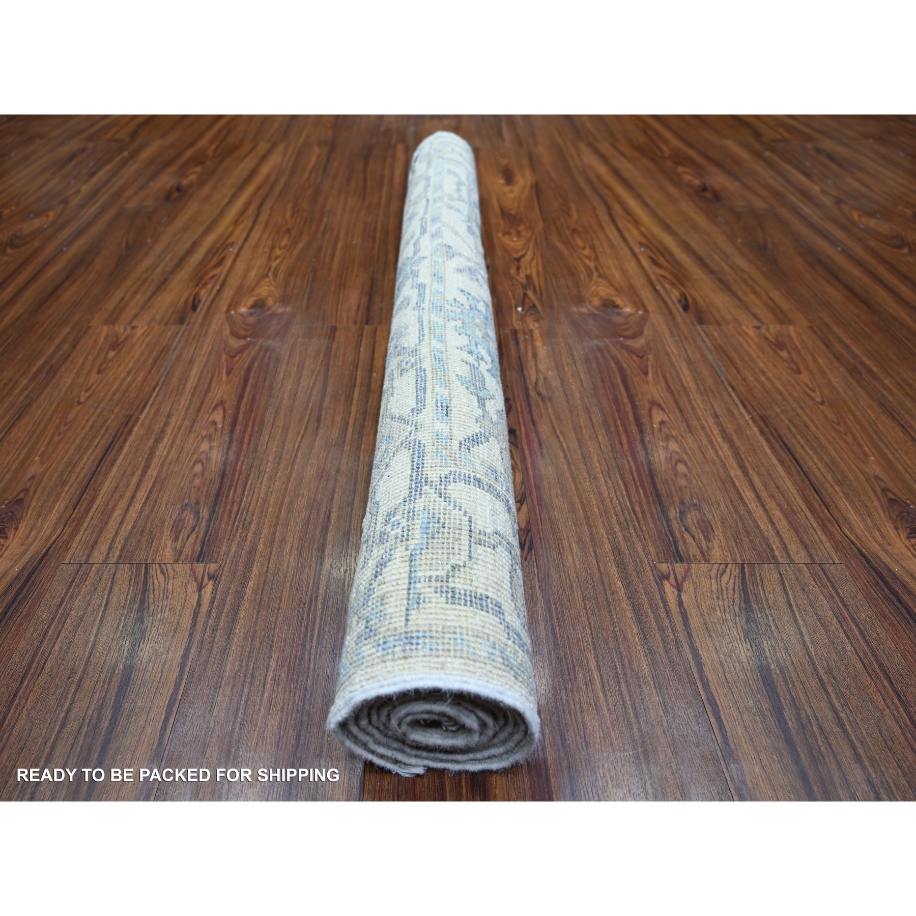 4'x6' Ivory, Extra Soft Wool Hand Knotted, Afghan Angora Oushak with Soft Colors Natural Dyes, Oriental Rug Sh73846