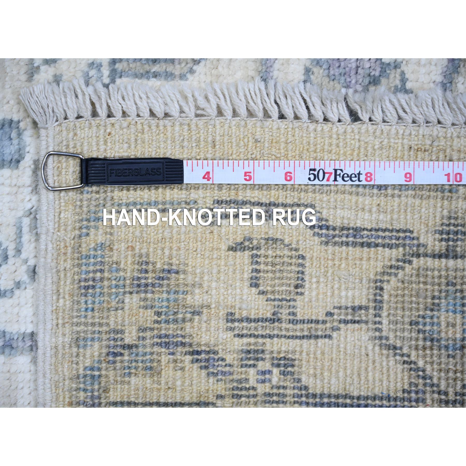 4'x6' Ivory, Extra Soft Wool Hand Knotted, Afghan Angora Oushak with Soft Colors Natural Dyes, Oriental Rug Sh73846