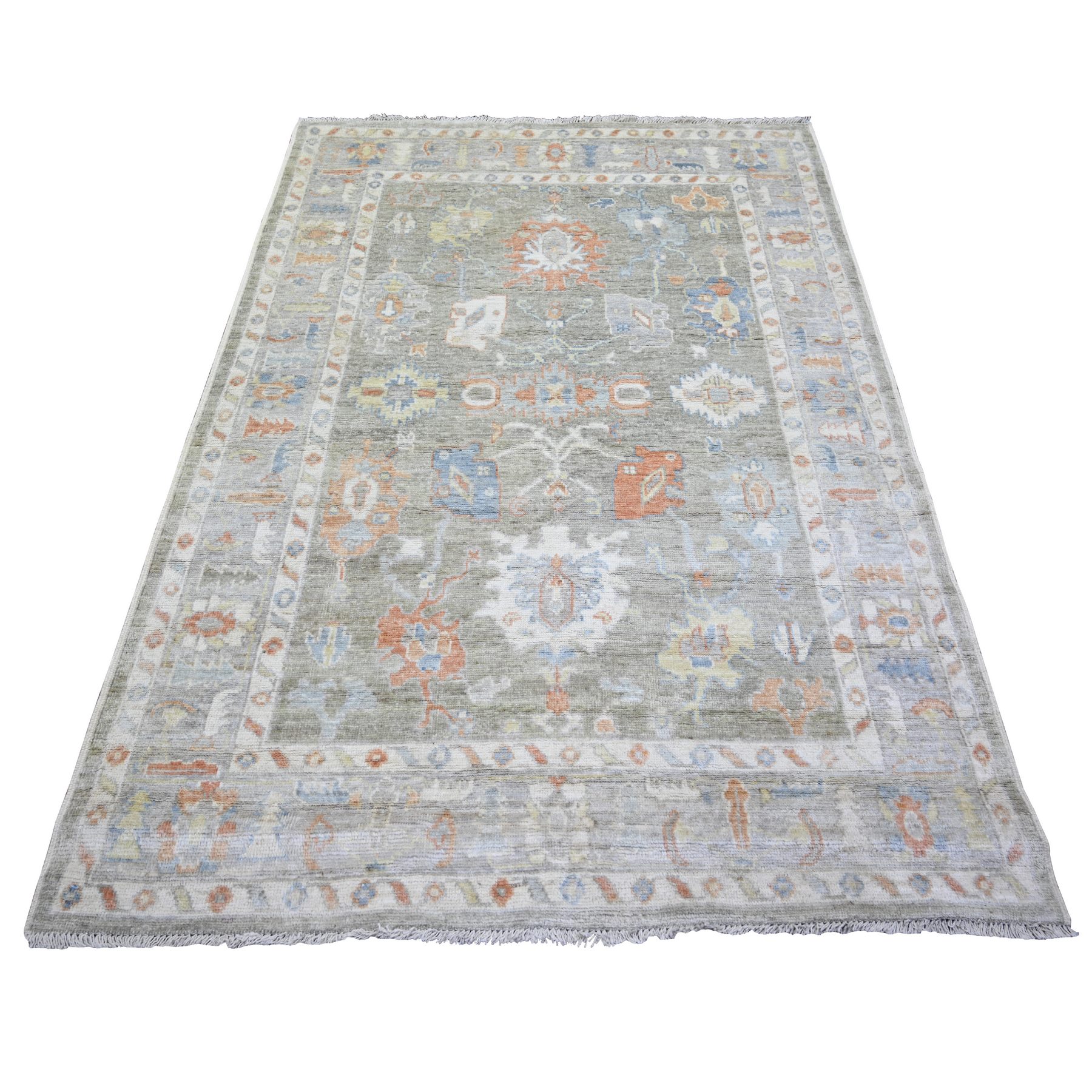 transitional Wool Hand-Knotted Area Rug 5'1