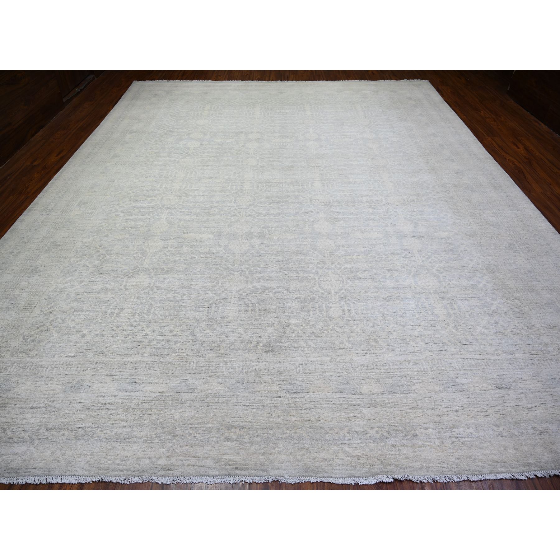12'x14'3" Marian Blue, Stone Washed Peshawar Natural Dyes, Pure Wool Hand Knotted, Oversized Oriental Rug Sh74177