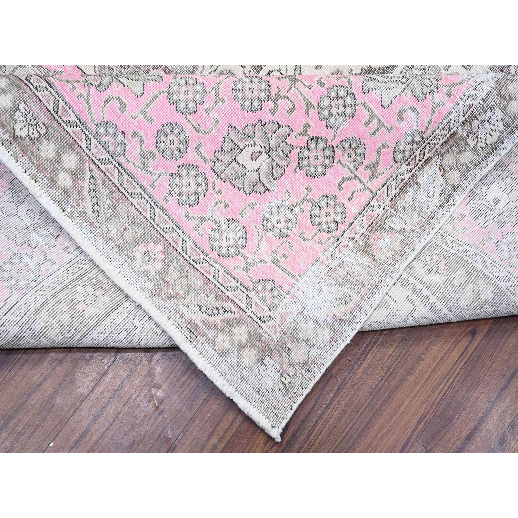 11'3"x15'9" Blush Pink, Vintage Tabriz, Distressed Look, Cropped Thin, Worn Out, Soft Wool, Hand Knotted, Oriental Rug Sh74481