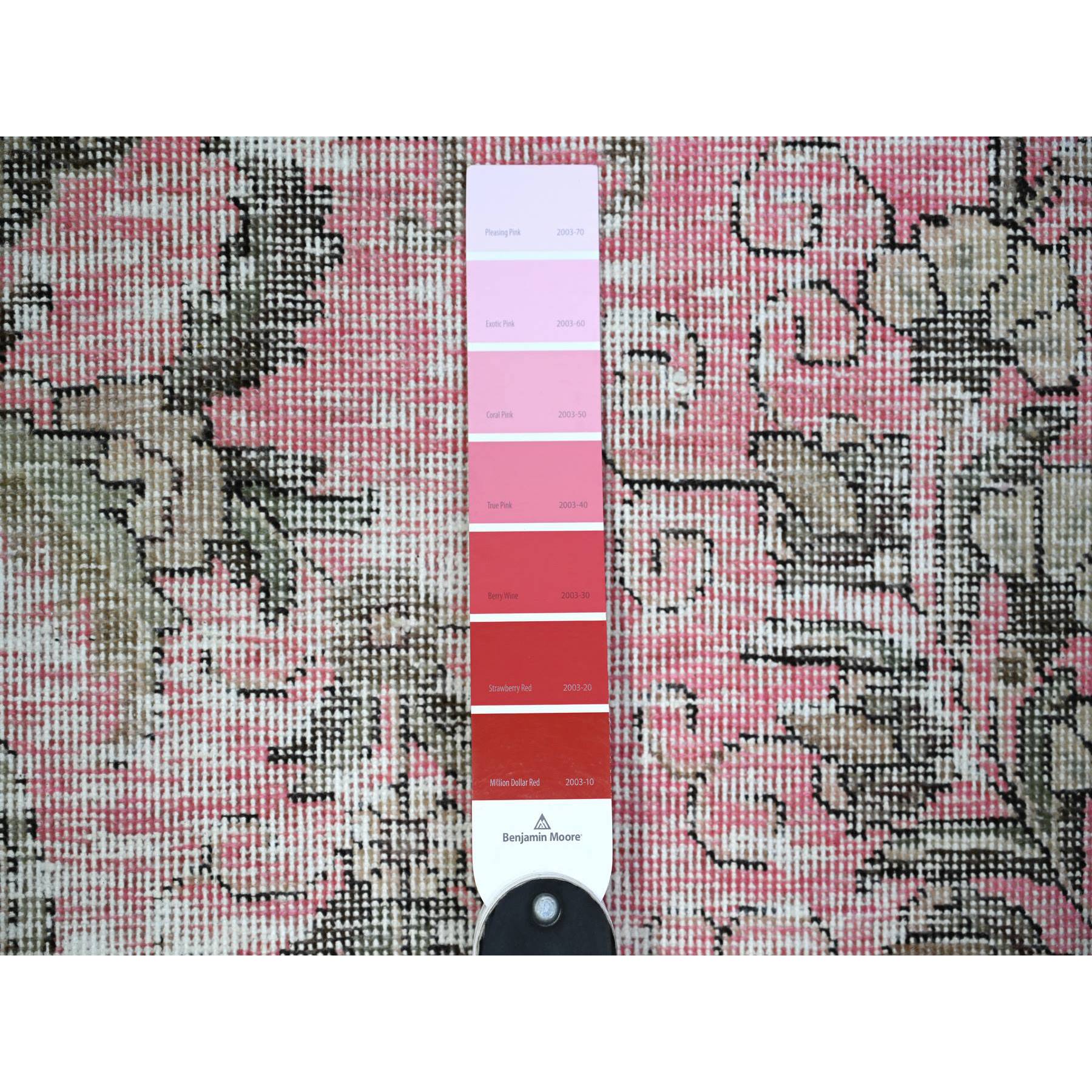 11'3"x15'9" Blush Pink, Vintage Tabriz, Distressed Look, Cropped Thin, Worn Out, Soft Wool, Hand Knotted, Oriental Rug Sh74481