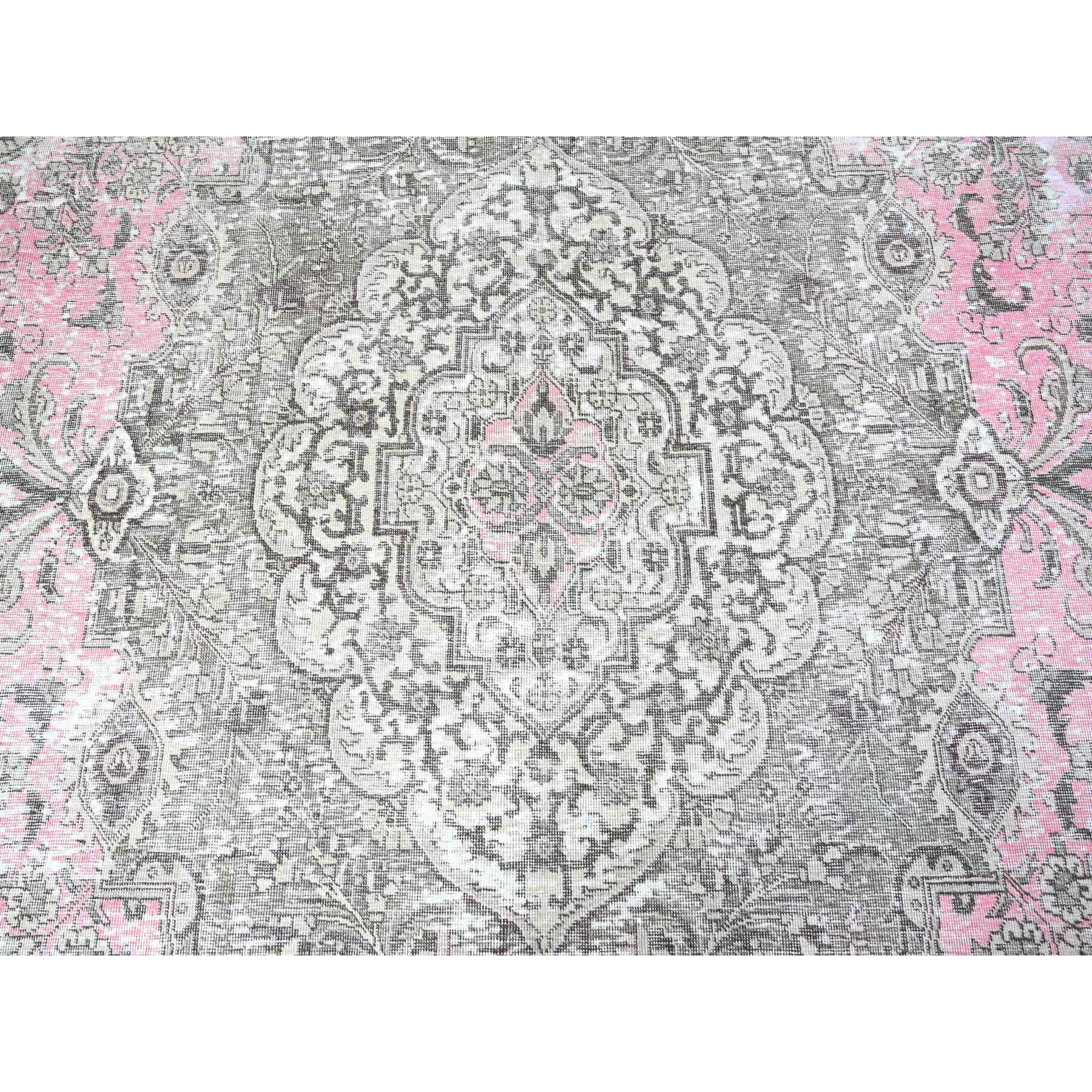 11'3"x15'9" Blush Pink, Vintage Tabriz, Distressed Look, Cropped Thin, Worn Out, Soft Wool, Hand Knotted, Oriental Rug Sh74481