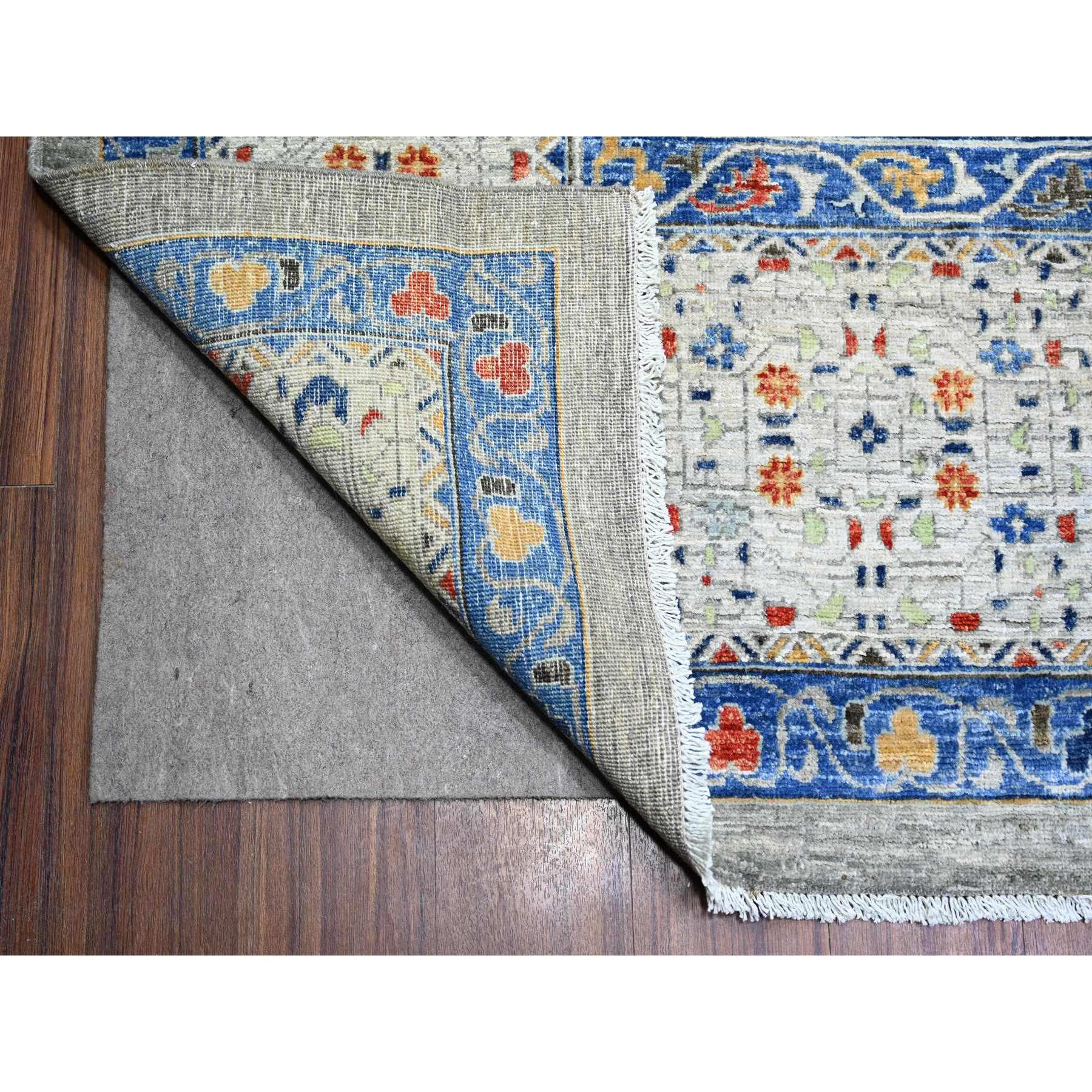 11'9"x16'1" Antique Pewter with Gentle Gray, Vegetable Dyes, Pure Wool, Hand Knotted, Aryana with 14th Century Mamluk Dynasty Pattern, Oversized Oriental Rug Sh74556