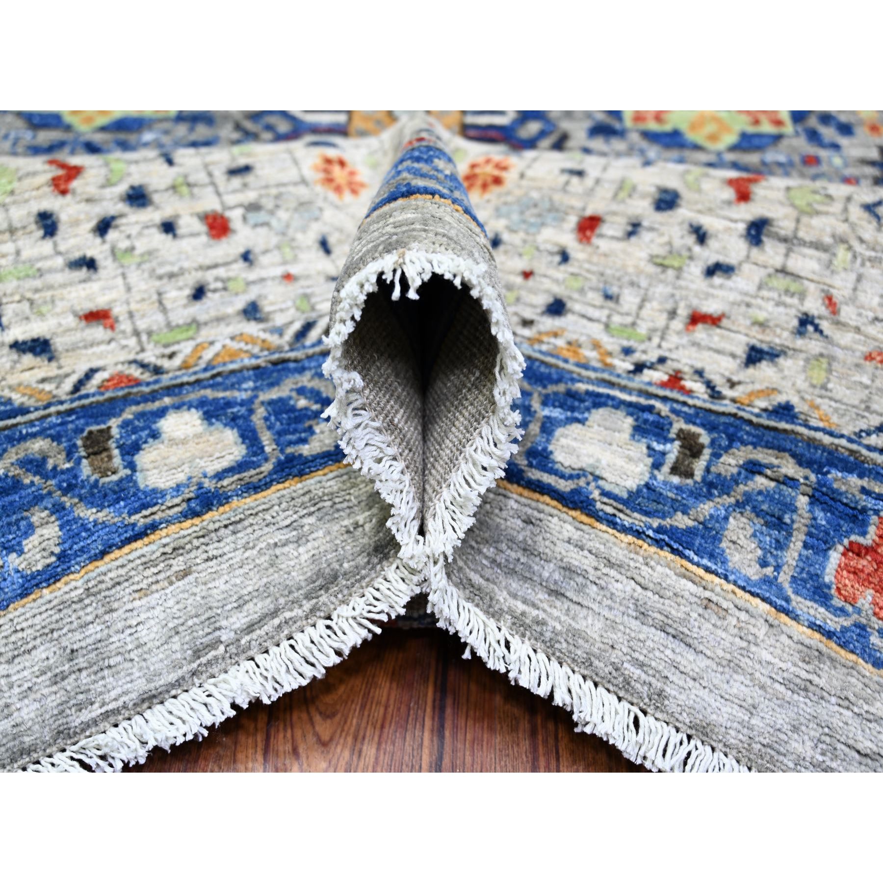 11'9"x16'1" Antique Pewter with Gentle Gray, Vegetable Dyes, Pure Wool, Hand Knotted, Aryana with 14th Century Mamluk Dynasty Pattern, Oversized Oriental Rug Sh74556