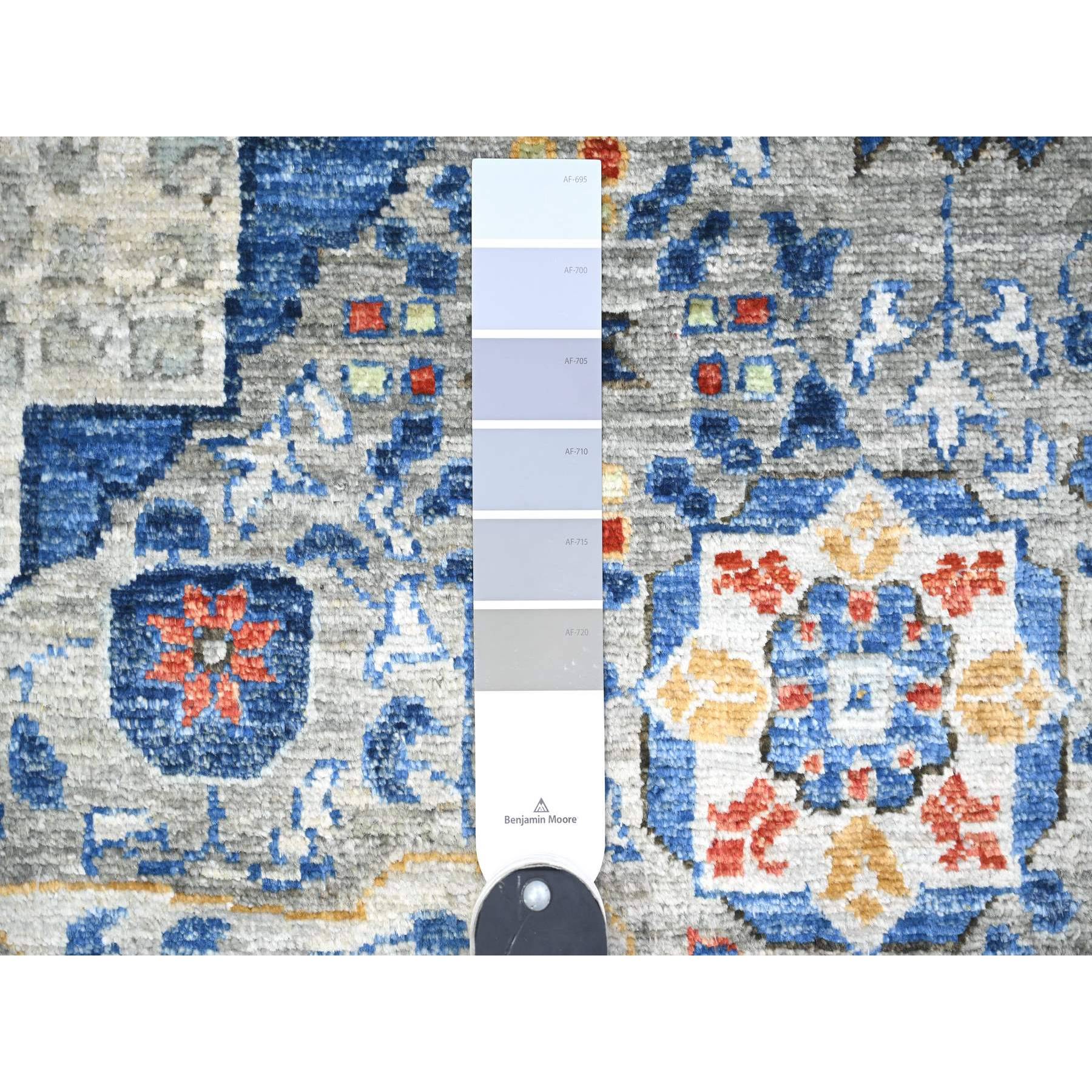 11'9"x16'1" Antique Pewter with Gentle Gray, Vegetable Dyes, Pure Wool, Hand Knotted, Aryana with 14th Century Mamluk Dynasty Pattern, Oversized Oriental Rug Sh74556