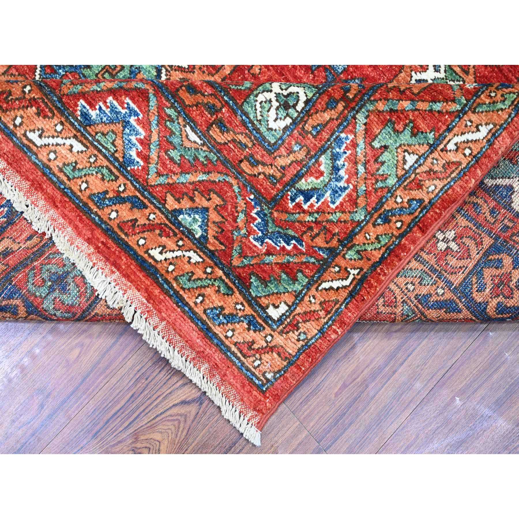 8'x9'6" Alizarin Crimson Red, Hand Knotted, Natural Dyes, Extra Soft Wool, Afghan Ersari with Elephant Feet Design, Oriental Rug Sh74719