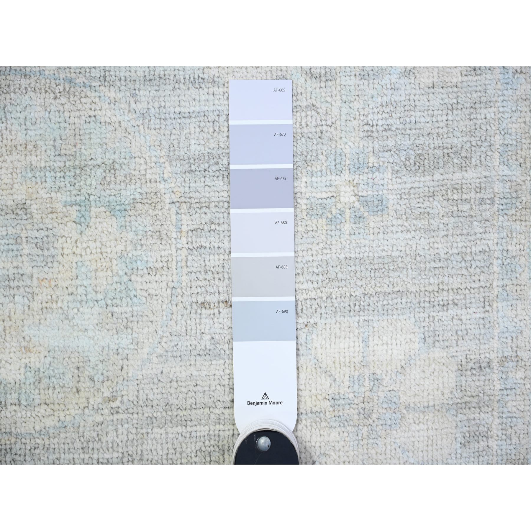 4'x12'2" Antique Pewter Gray, Faded Colors White Wash Peshawar, 100% Wool, Hand Knotted, Natural Dyes, Runner Oriental Rug Sh74953