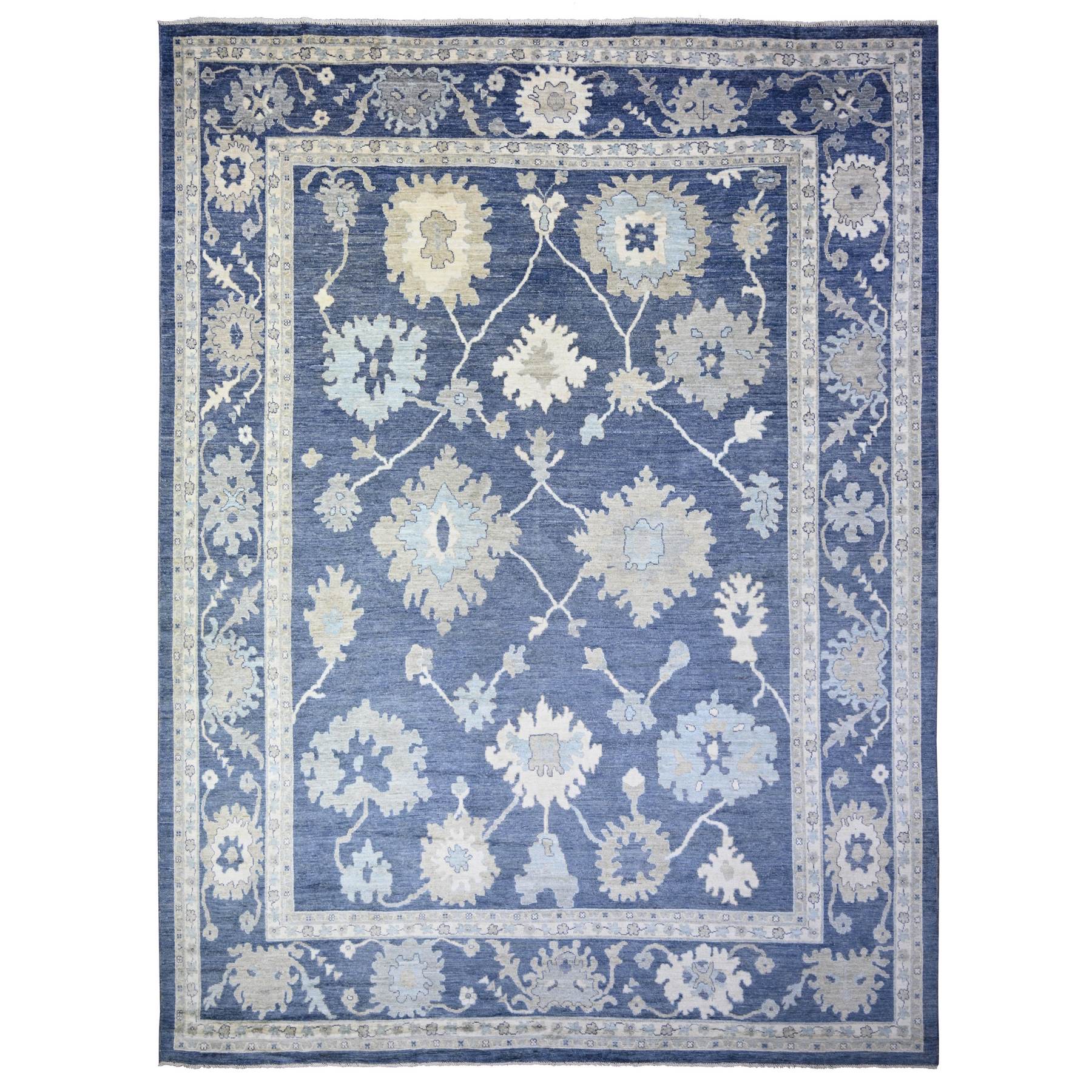 transitional Wool Hand-Knotted Area Rug 12'1