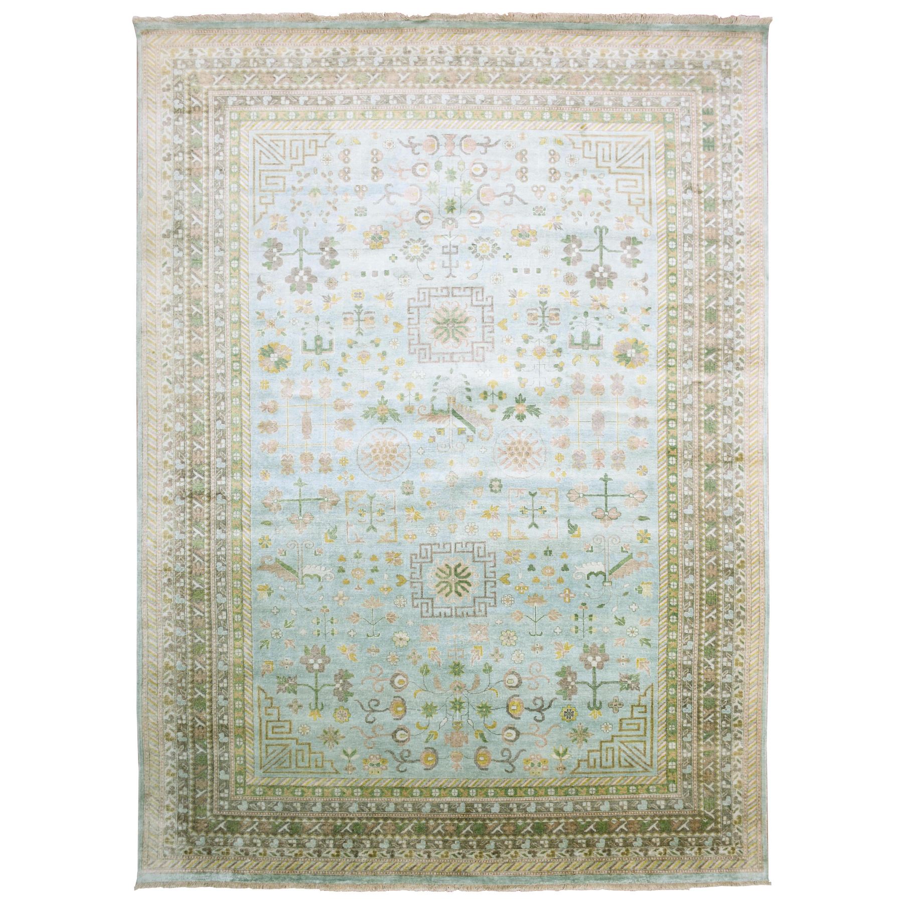 transitional Silk Hand-Knotted Area Rug 9'8