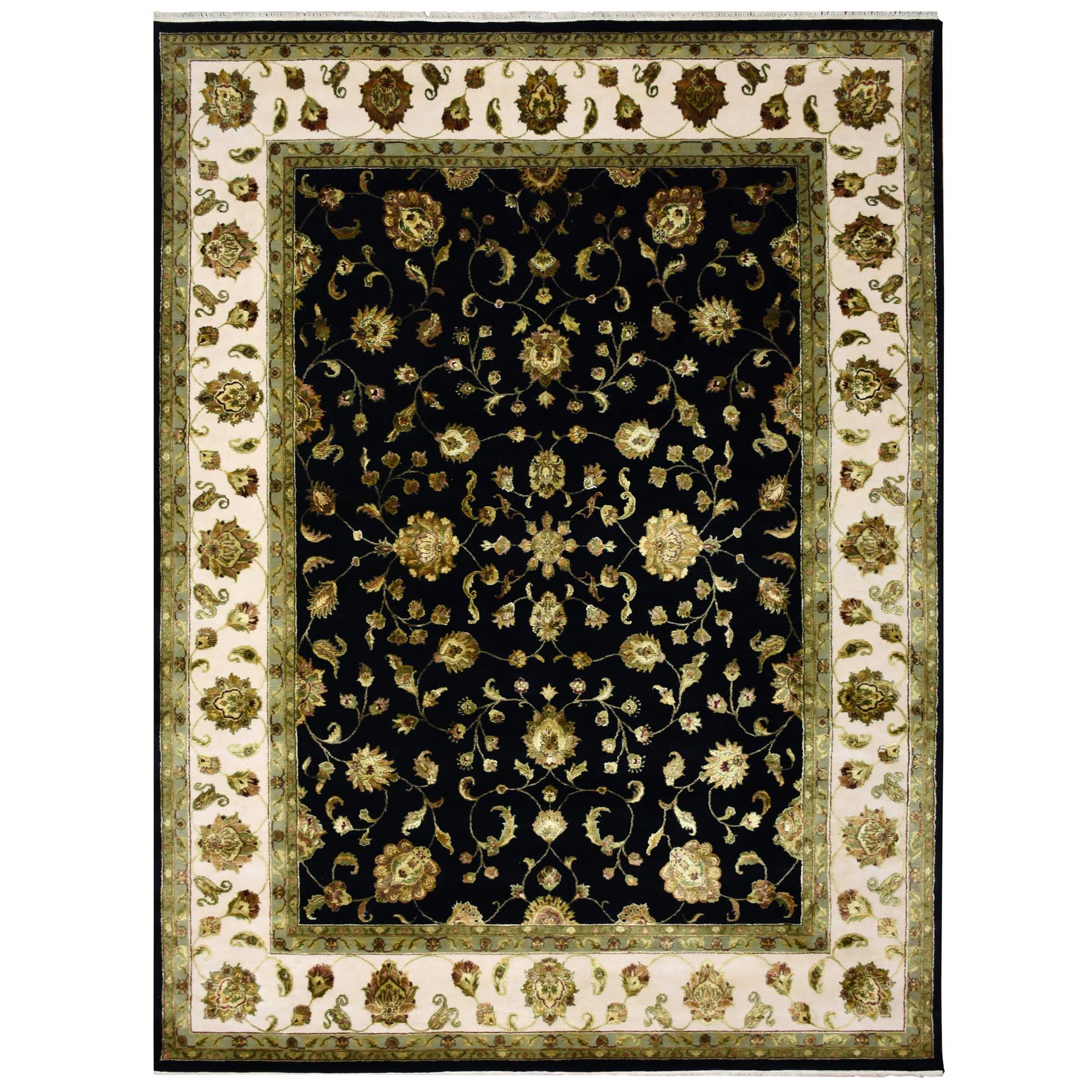 traditional Silk Hand-Knotted Area Rug 9'1