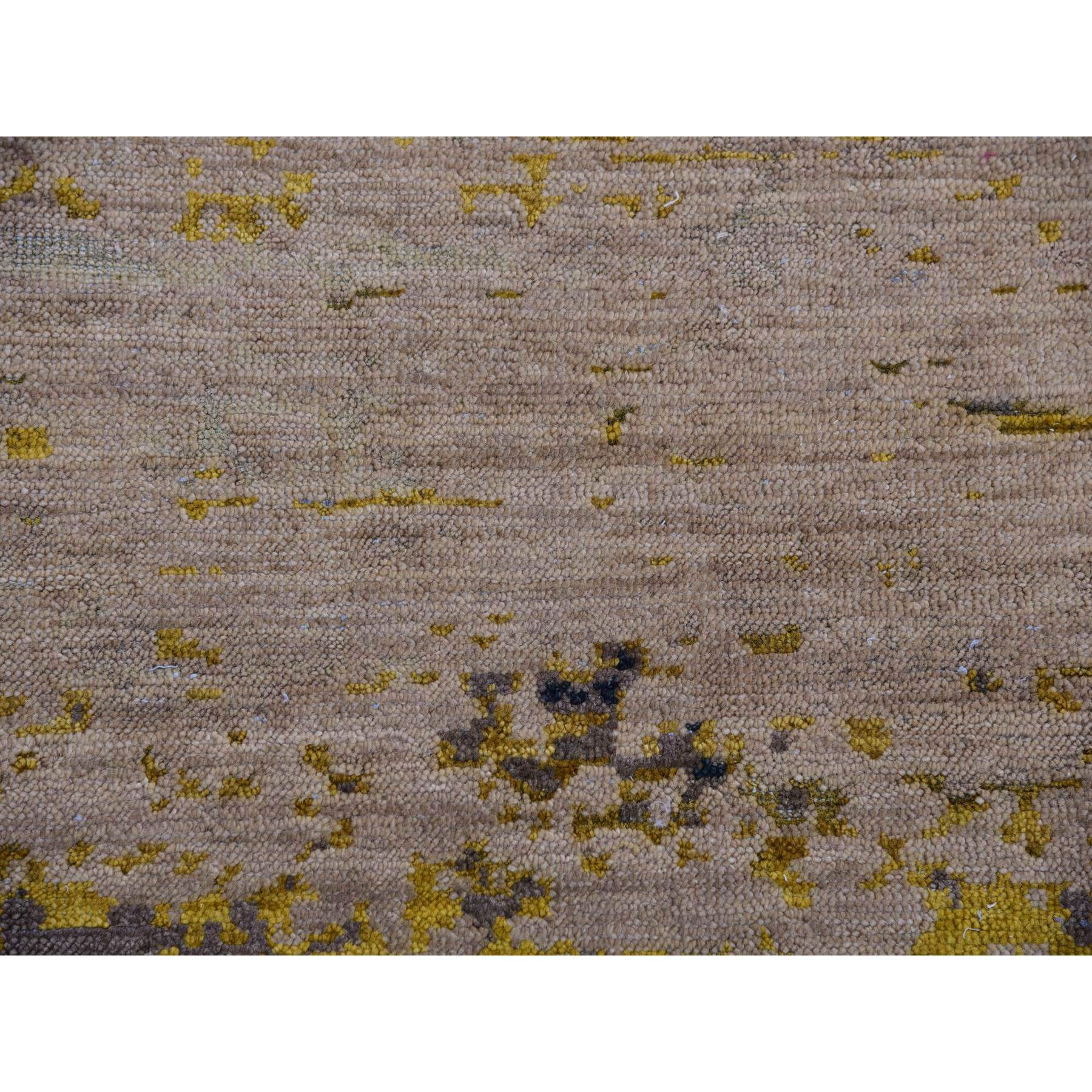 9'x12'2" Parchment Beige with Honey Gold, Antique Chinese Inspired, Dragon Design, 100% Wool, Hand Knotted, Oriental Rug Sh75414