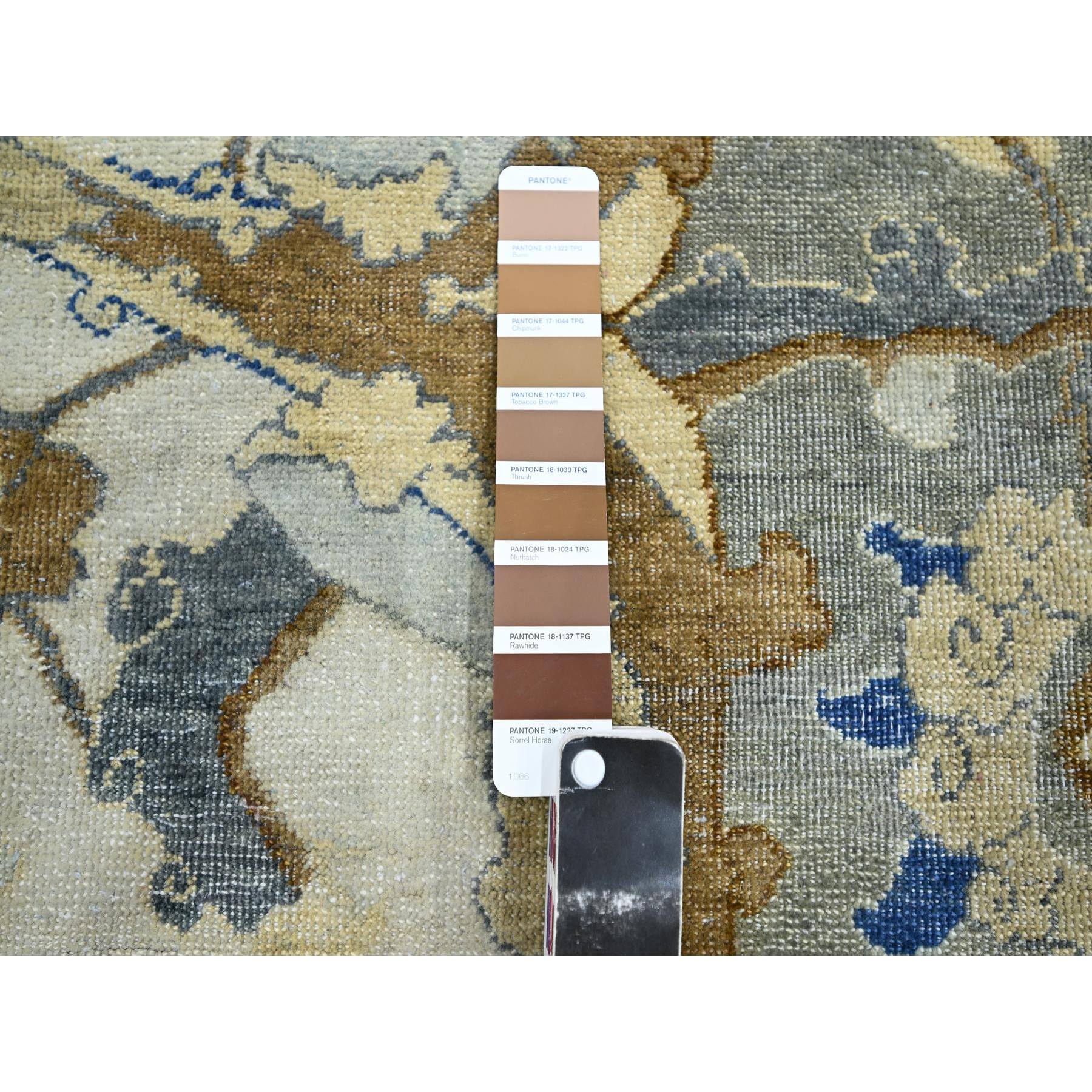 8'1"x10'2" Snow Ivory, Polonaise Czartoryski with Persian Isphahan Inspired Design Distinct Abrash, Hand Knotted, Zero Pile 100% Wool, Oriental Rug Sh75472
