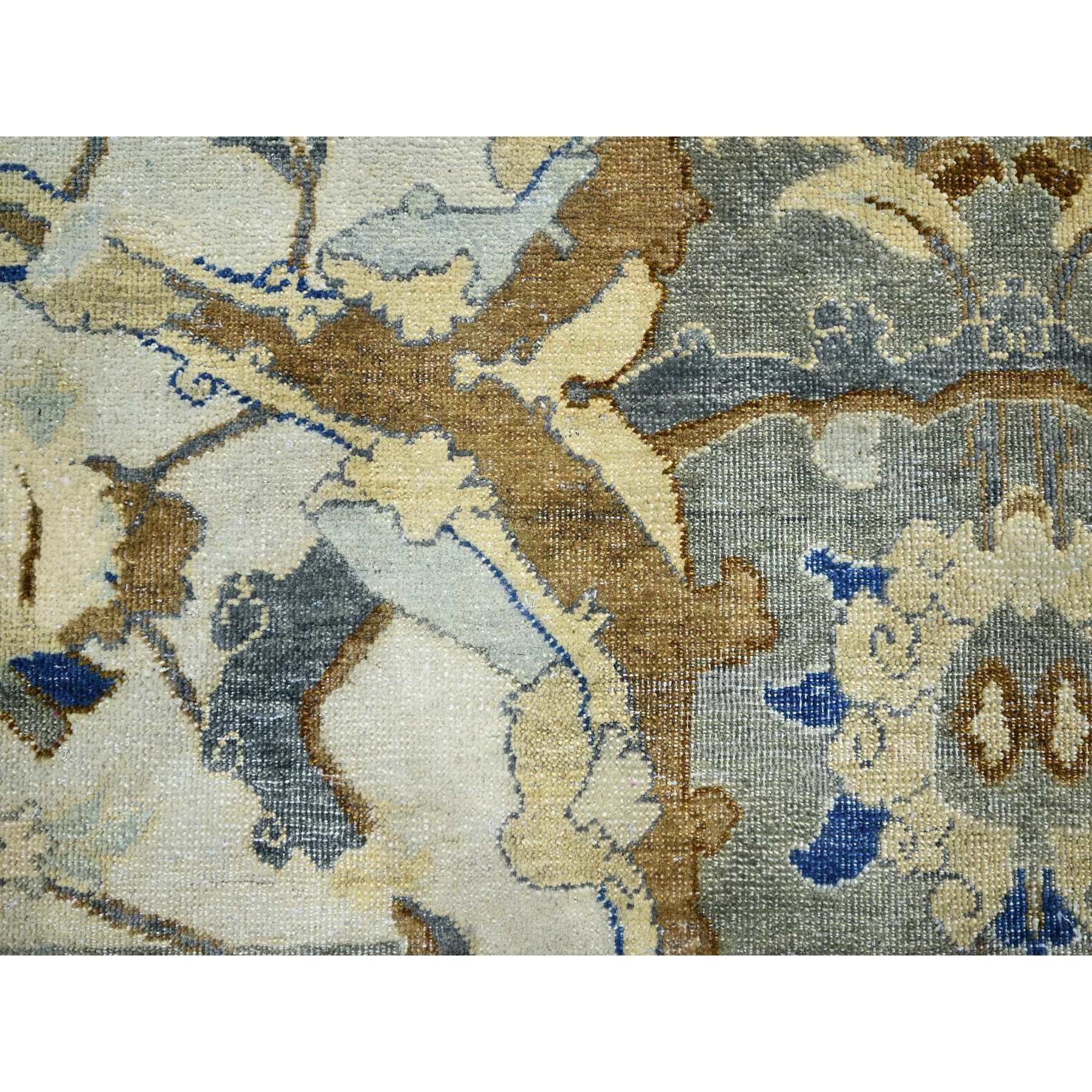 8'1"x10'2" Snow Ivory, Polonaise Czartoryski with Persian Isphahan Inspired Design Distinct Abrash, Hand Knotted, Zero Pile 100% Wool, Oriental Rug Sh75472