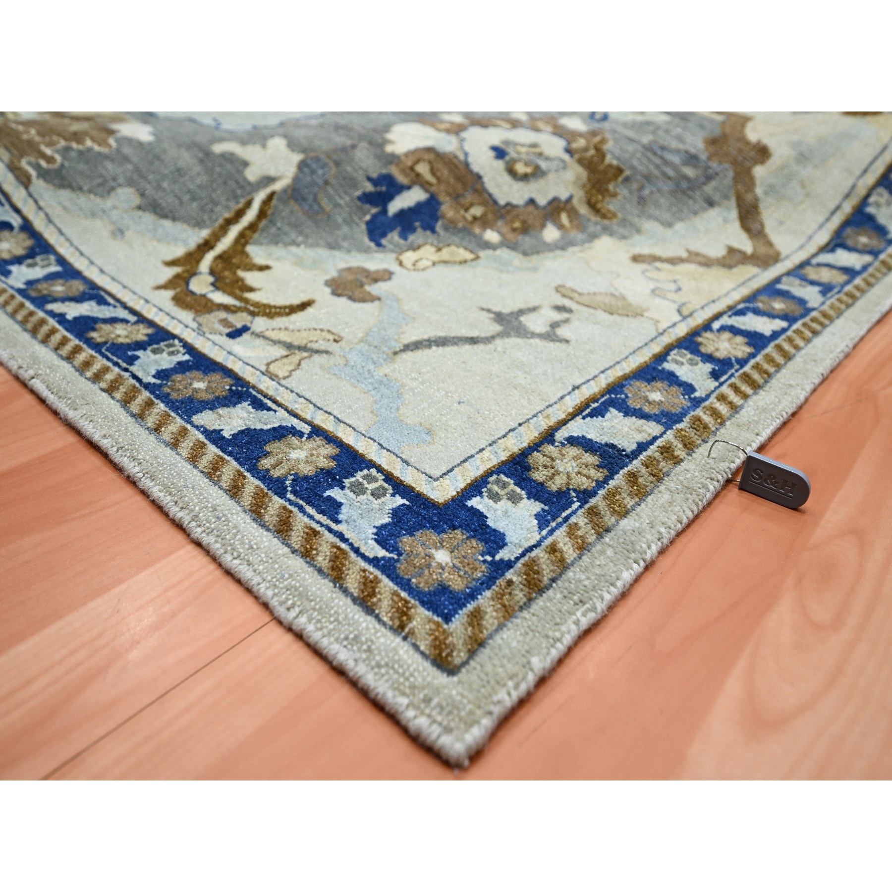 12'x15'5" Powder White, Polonaise Czartoryski with Persian Isphahan Inspired Design, 100% Wool, Distinct Abrash, Hand Knotted, Zero Pile, Oversized, Oriental Rug Sh75474