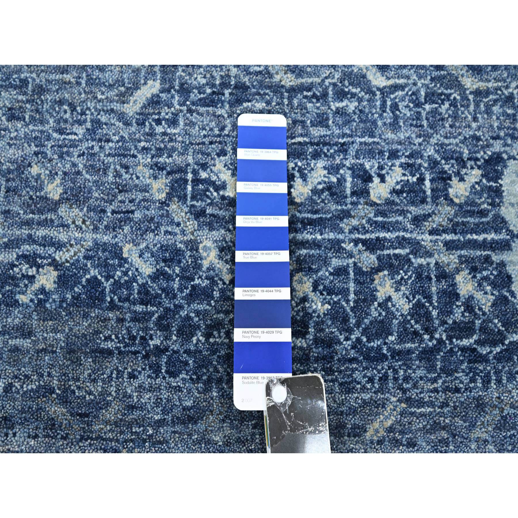 9'x12'5" Yale Blue, Pinecone Design, 100% Pure Wool, Thick and Plush, Hand Knotted Oriental Rug Sh75491