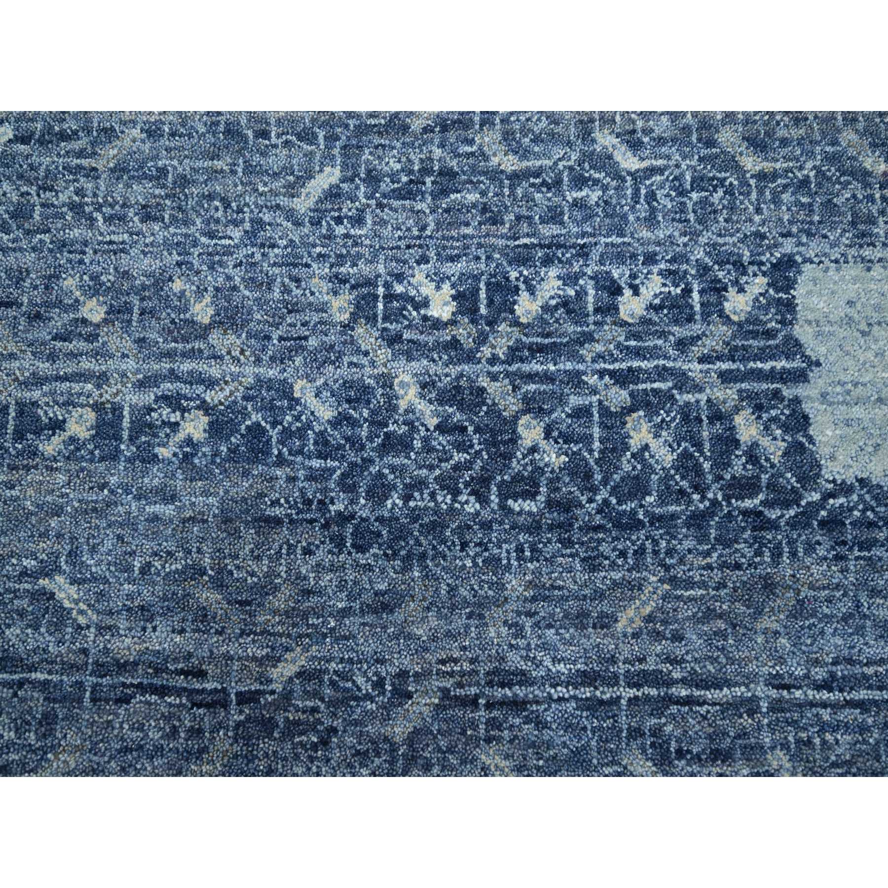 9'x12'5" Yale Blue, Pinecone Design, 100% Pure Wool, Thick and Plush, Hand Knotted Oriental Rug Sh75491