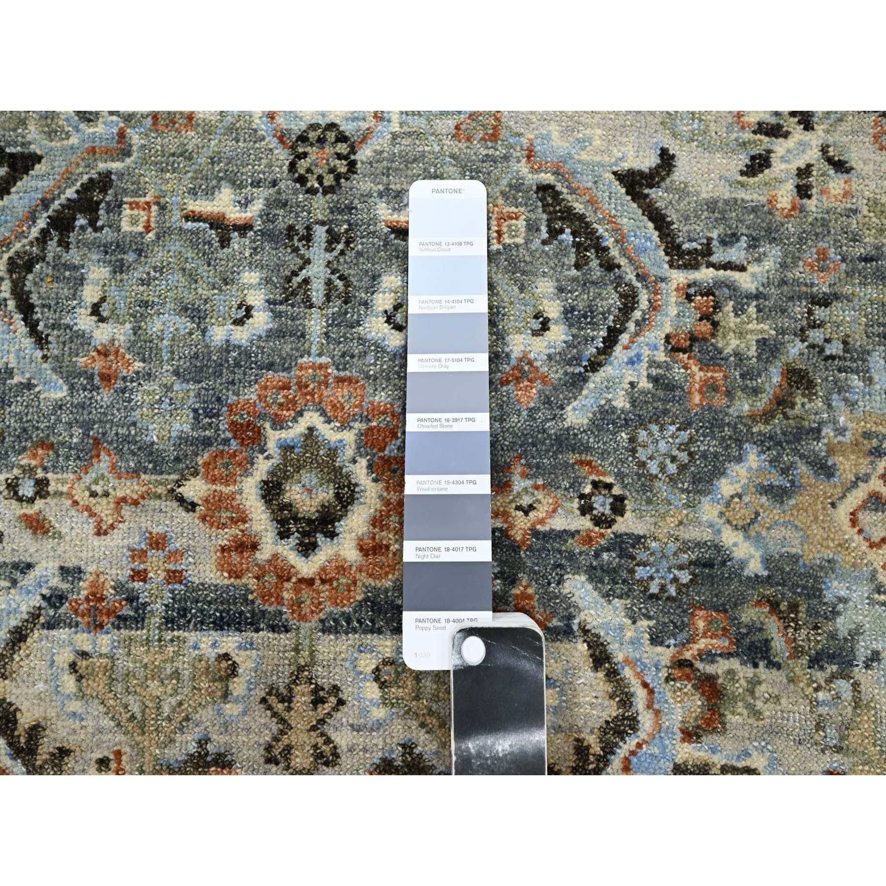 9'x12' Shades of Gray, Abrash Persian Design, 100% Pure Wool, Zero Pile, Shaved Low, Hand Knotted Oriental Rug Sh75493