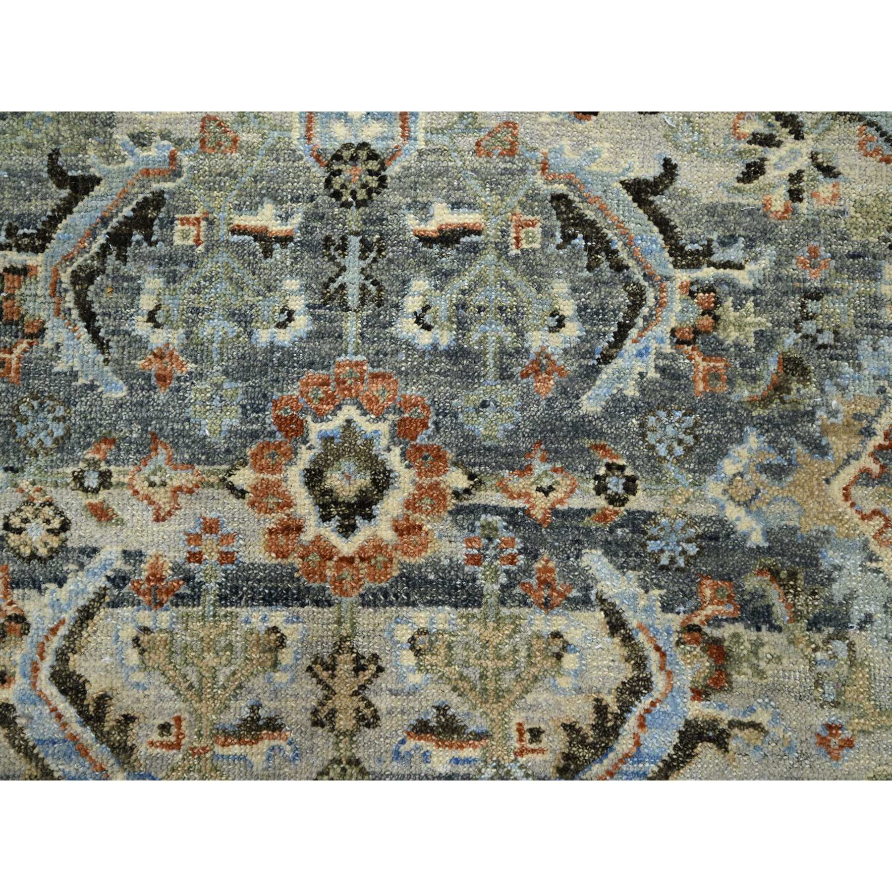 9'x12' Shades of Gray, Abrash Persian Design, 100% Pure Wool, Zero Pile, Shaved Low, Hand Knotted Oriental Rug Sh75493