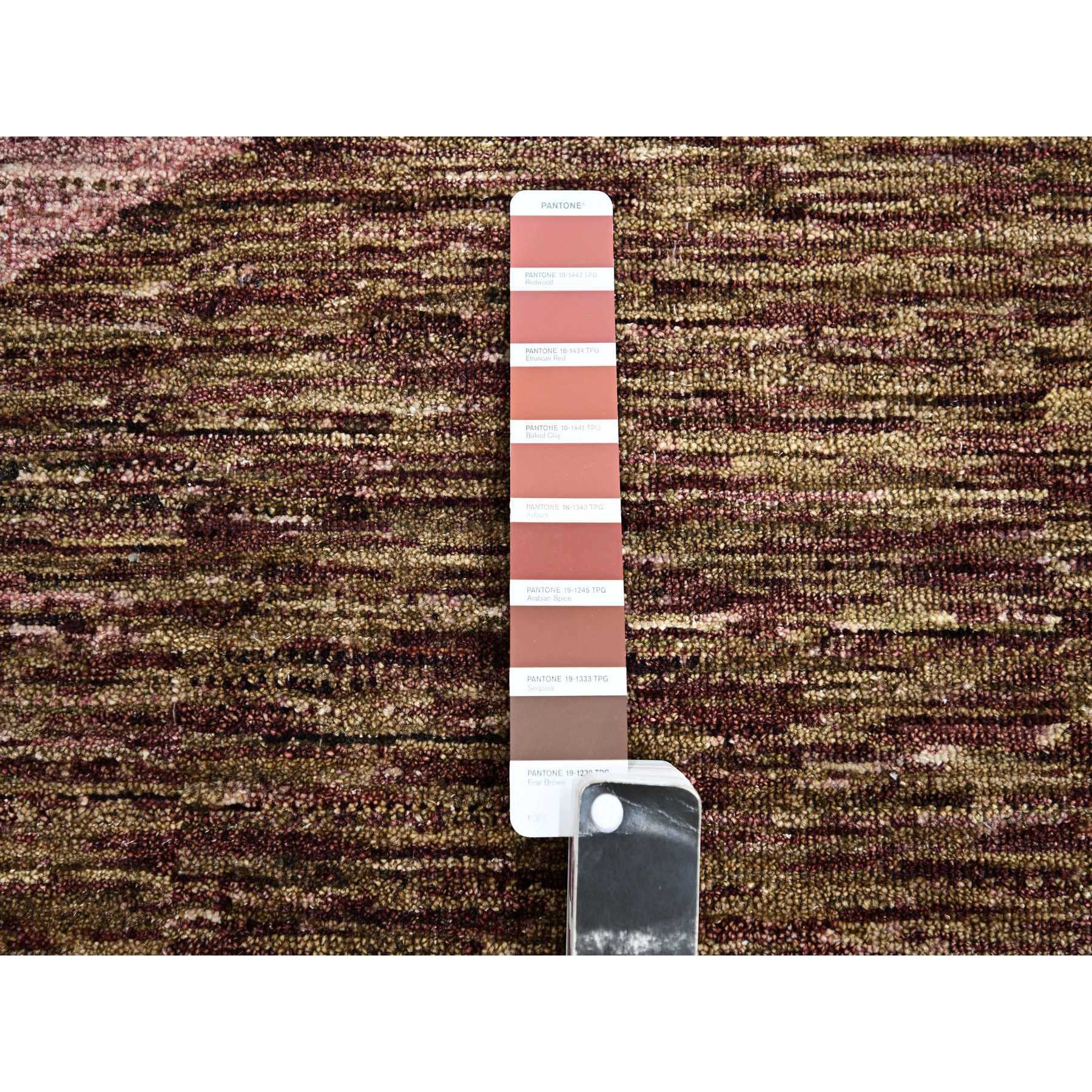 8'x10' Shades of Gray with Brown, Colorful, Bauhaus and Mid Century Inspired, Hand Knotted, Modern, Zero Pile, Sheared Low, Pure Wool Oriental Rug Sh75504
