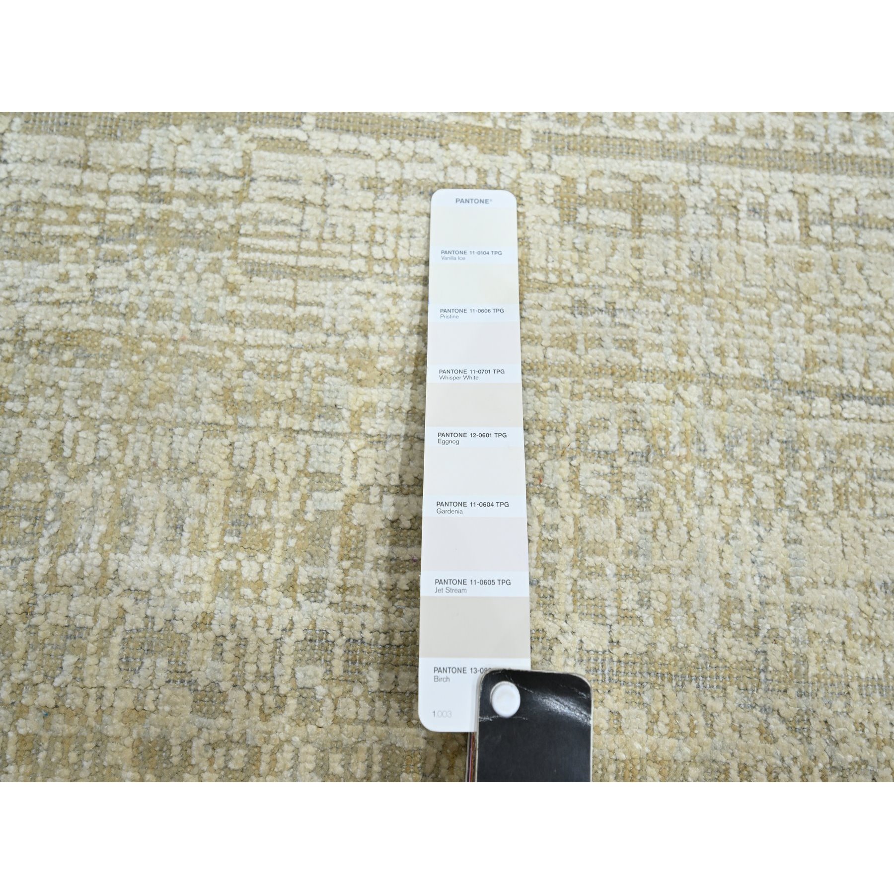 9'x12'4" Shades of Ivory, Gradation Design, Modern, Textured Wool & Pure Silk, Hand Knotted, Oriental Rug Sh75505