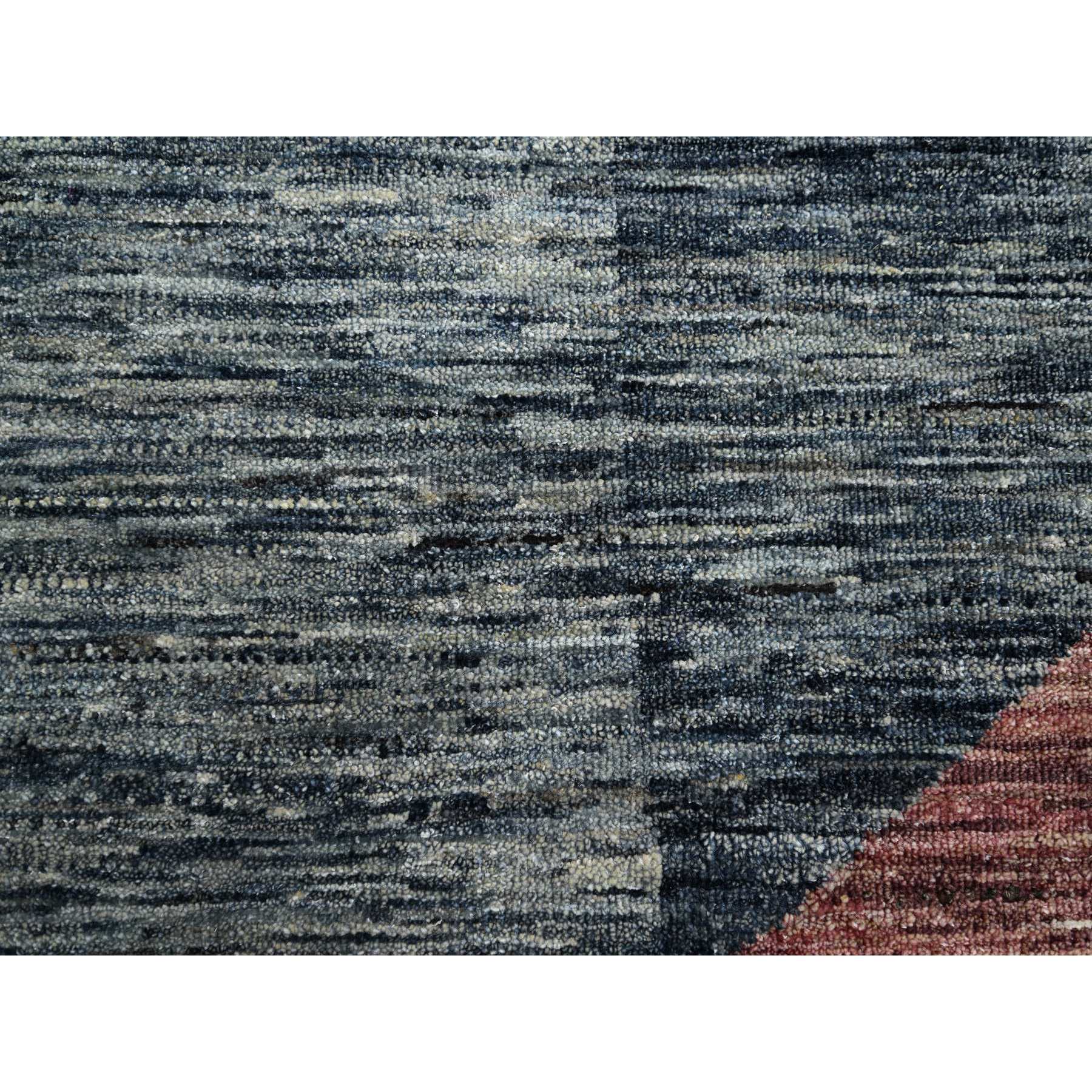 8'x10' Shades of Gray with Brown, Modern, Bauhaus and Mid Century Inspired, Zero Pile, Sheared Low, Hand Knotted Pure Wool, Oriental Rug Sh75508