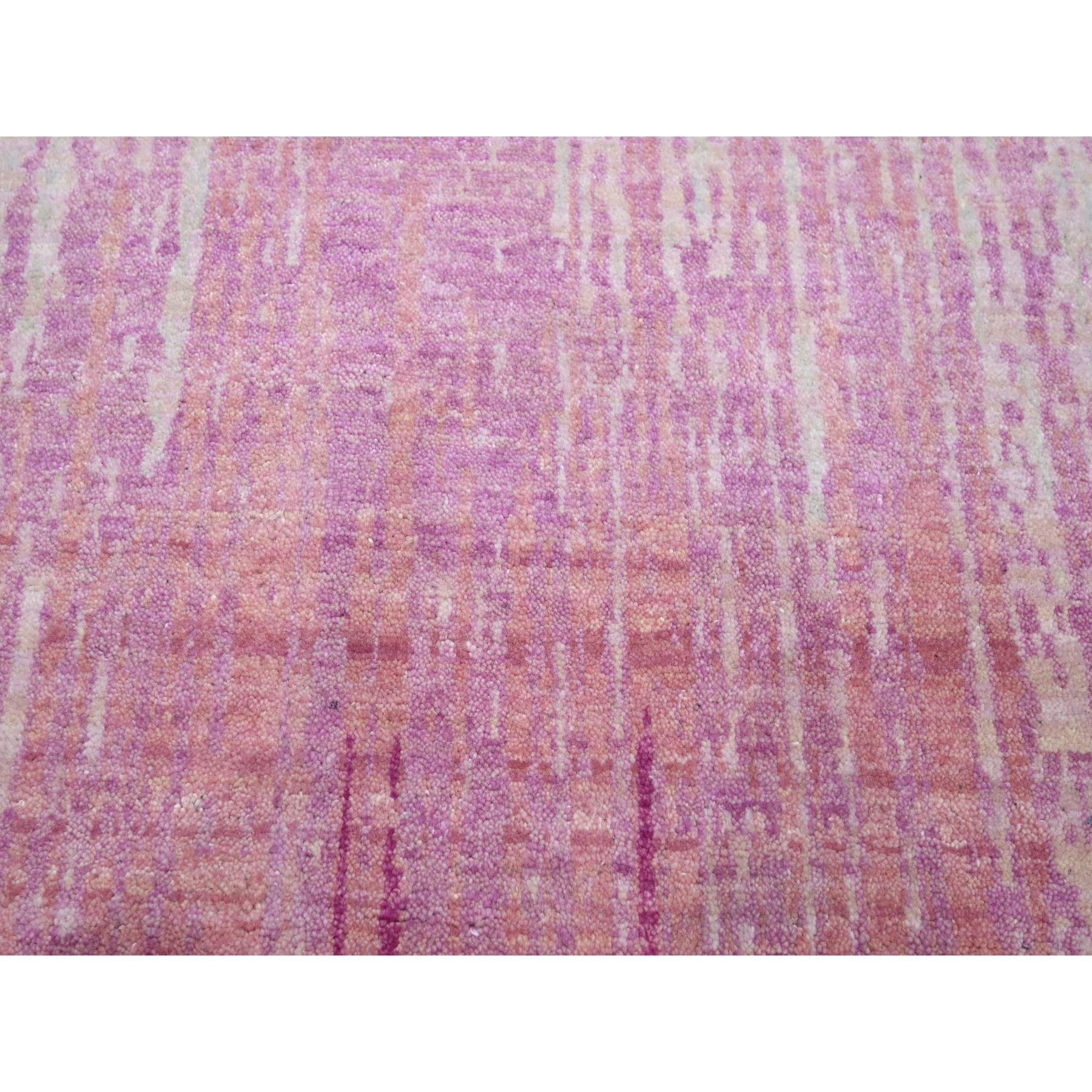 8'1"x10'4" Shades of Pink, Vertical Ombre Design, Natural Wool, Hand Knotted, Oriental Rug Sh75514