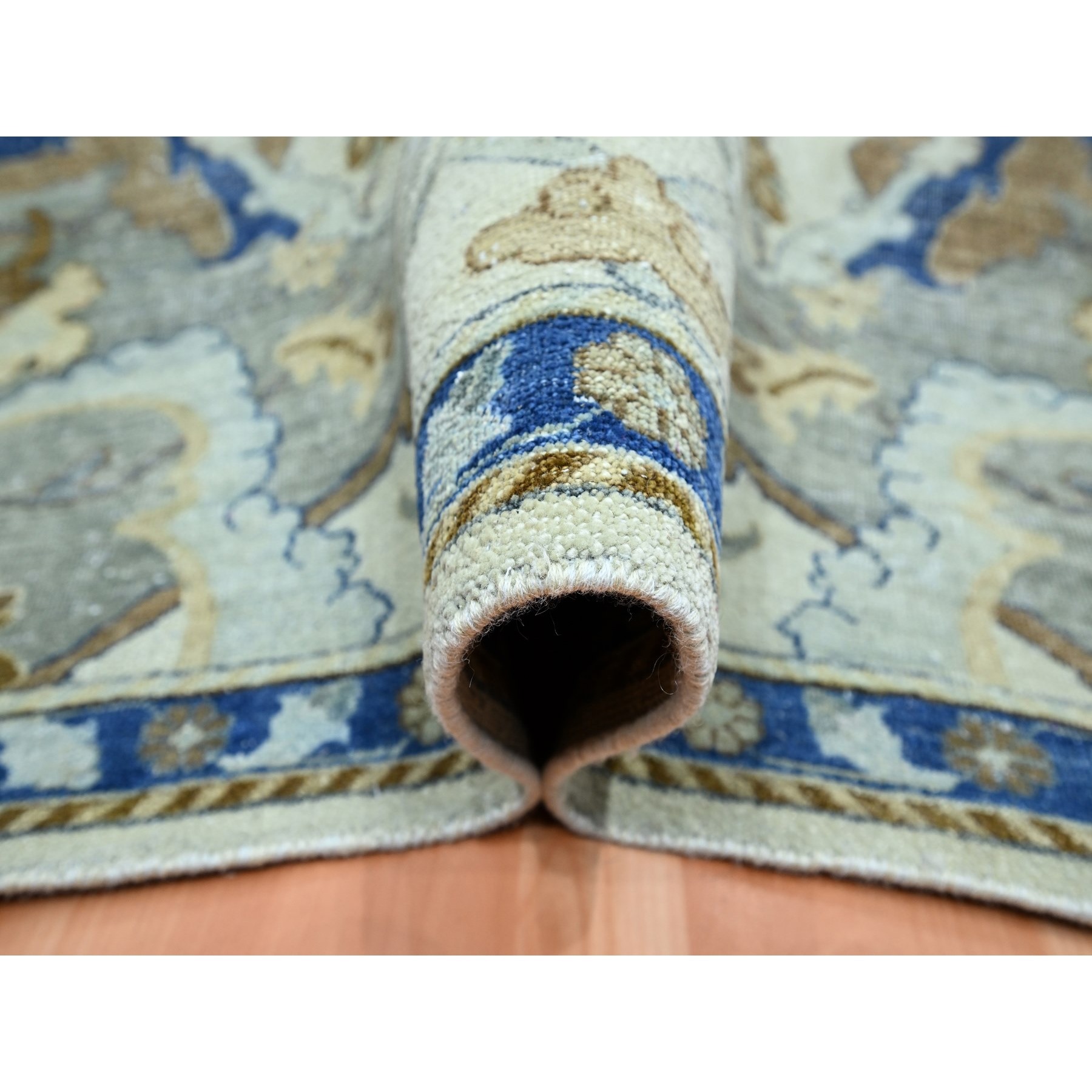 9'2"x12'3" Chiffon White with Brown, Polonaise Czartoryski with Persian Isphahan Inspired Design, Hand Knotted, Zero Pile, 100% Wool, Oriental Rug Sh75521