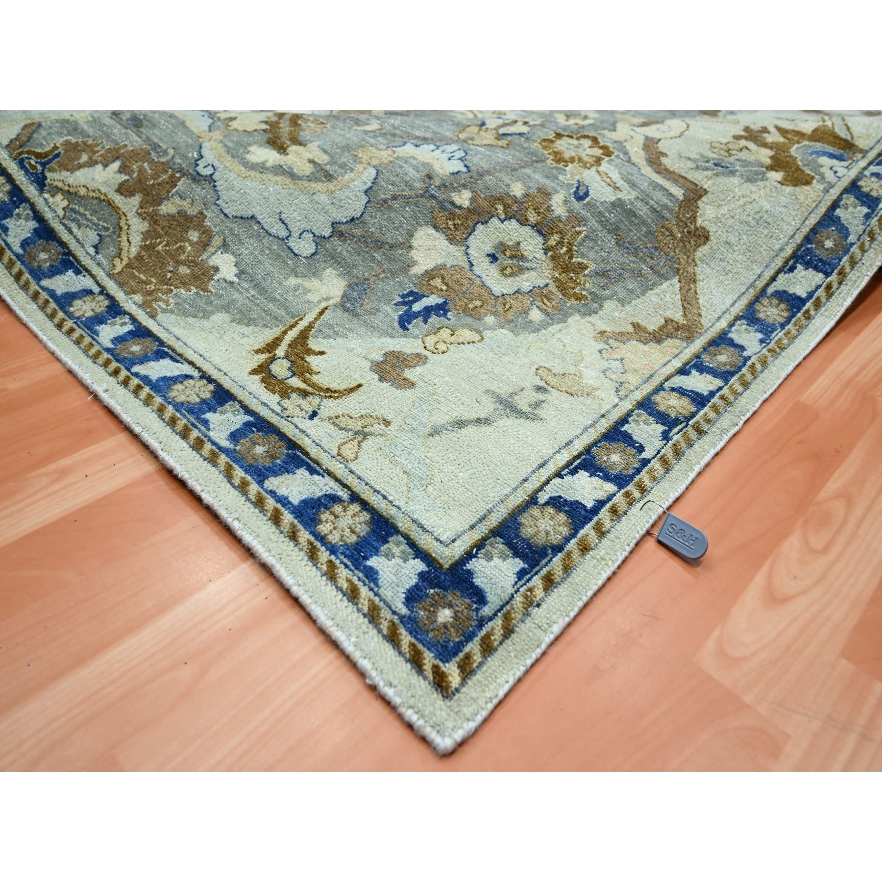 9'2"x12'3" Chiffon White with Brown, Polonaise Czartoryski with Persian Isphahan Inspired Design, Hand Knotted, Zero Pile, 100% Wool, Oriental Rug Sh75521