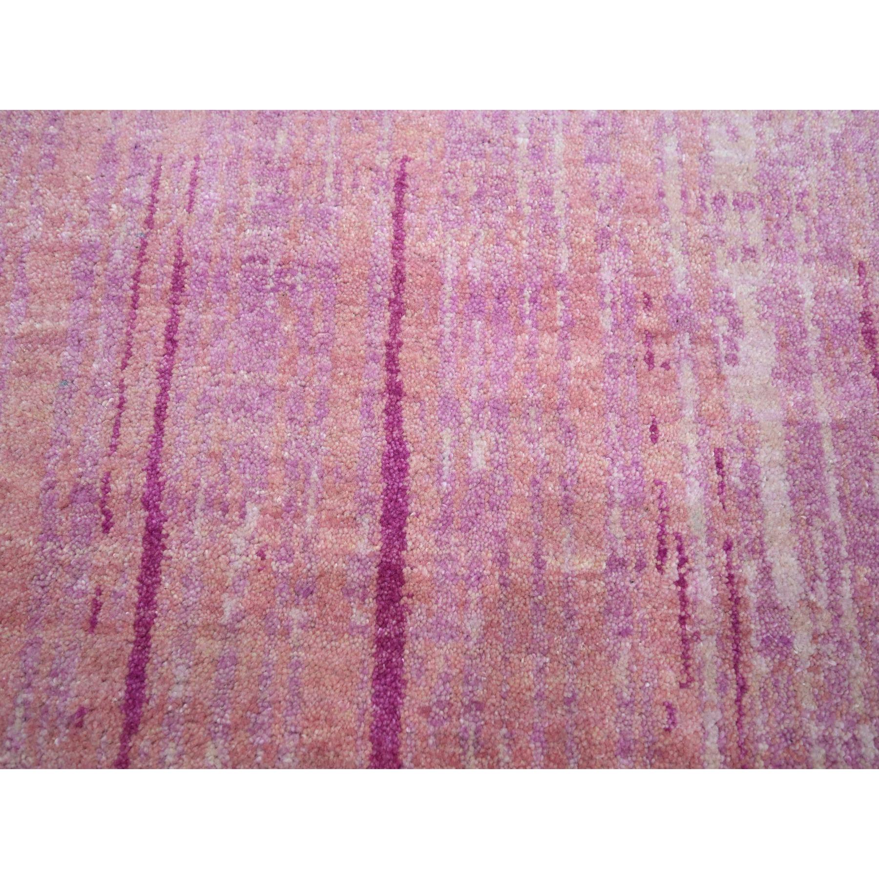 9'2"x12'4" Shades of Pink, Hand Knotted, Vertical Ombre Design, Natural Wool, Oriental Rug Sh75529