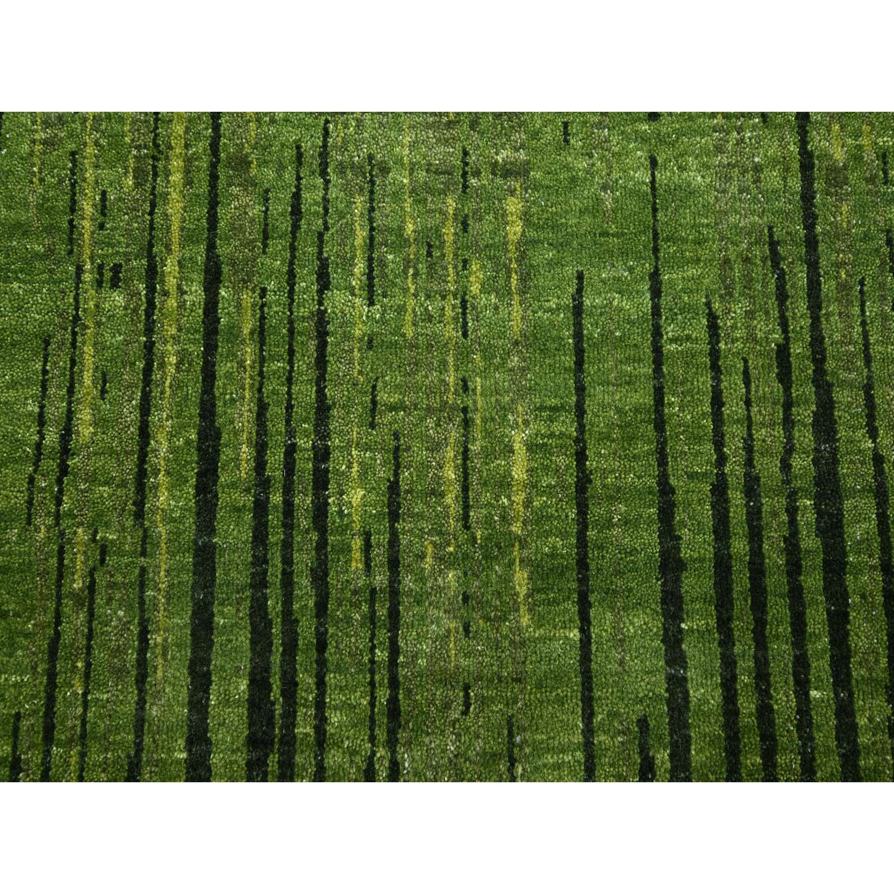 12'2"x15' Moss Green, Vertical Ombre Design, Hand Knotted, Soft and Vibrant Wool, Oversized, Oriental Rug Sh75541