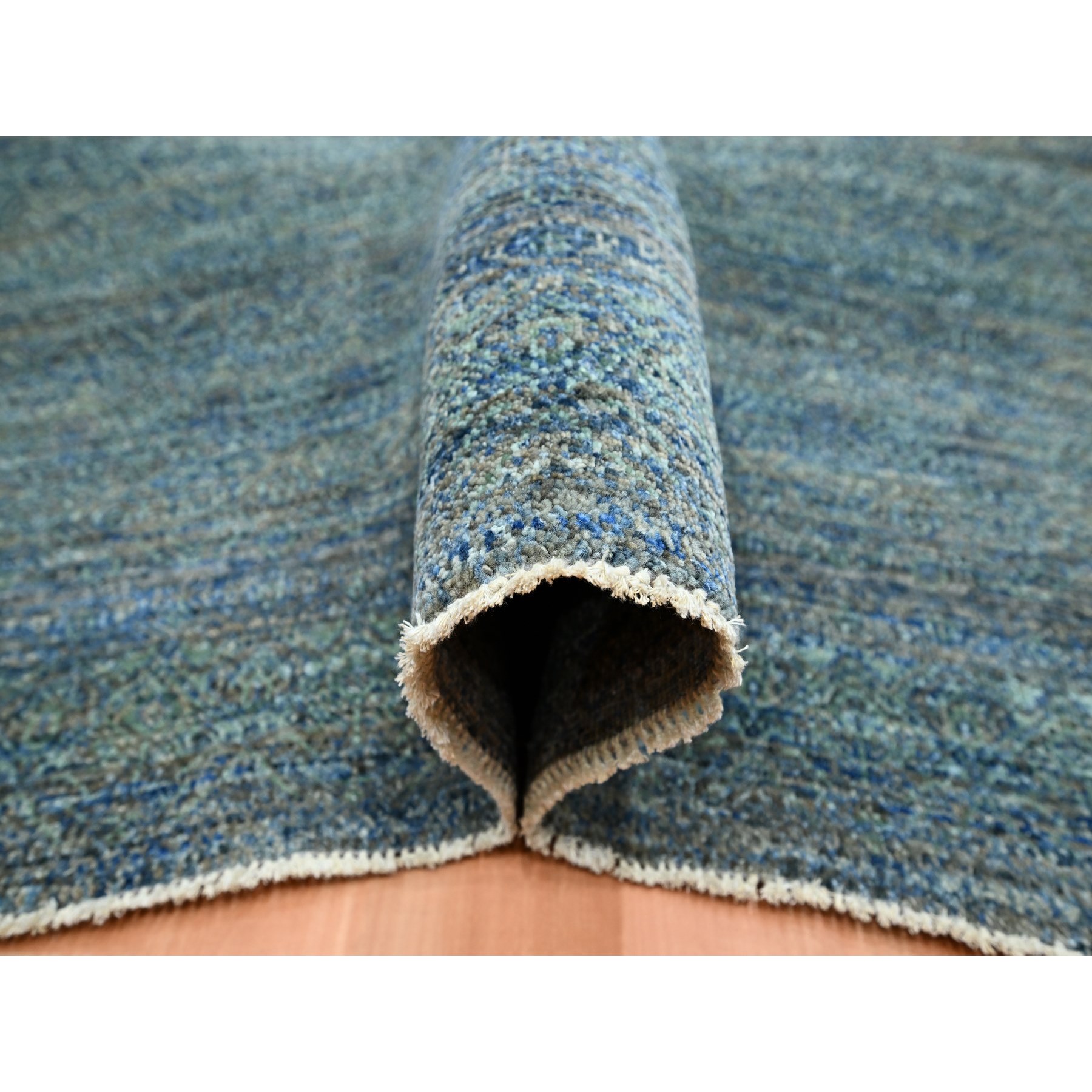 10'1"x14' Imperial Blue, Lush and Plush, Kohinoor Herat Small Repetitive Geometric Design, Hand Knotted, Pure Wool, Oriental Rug Sh75542