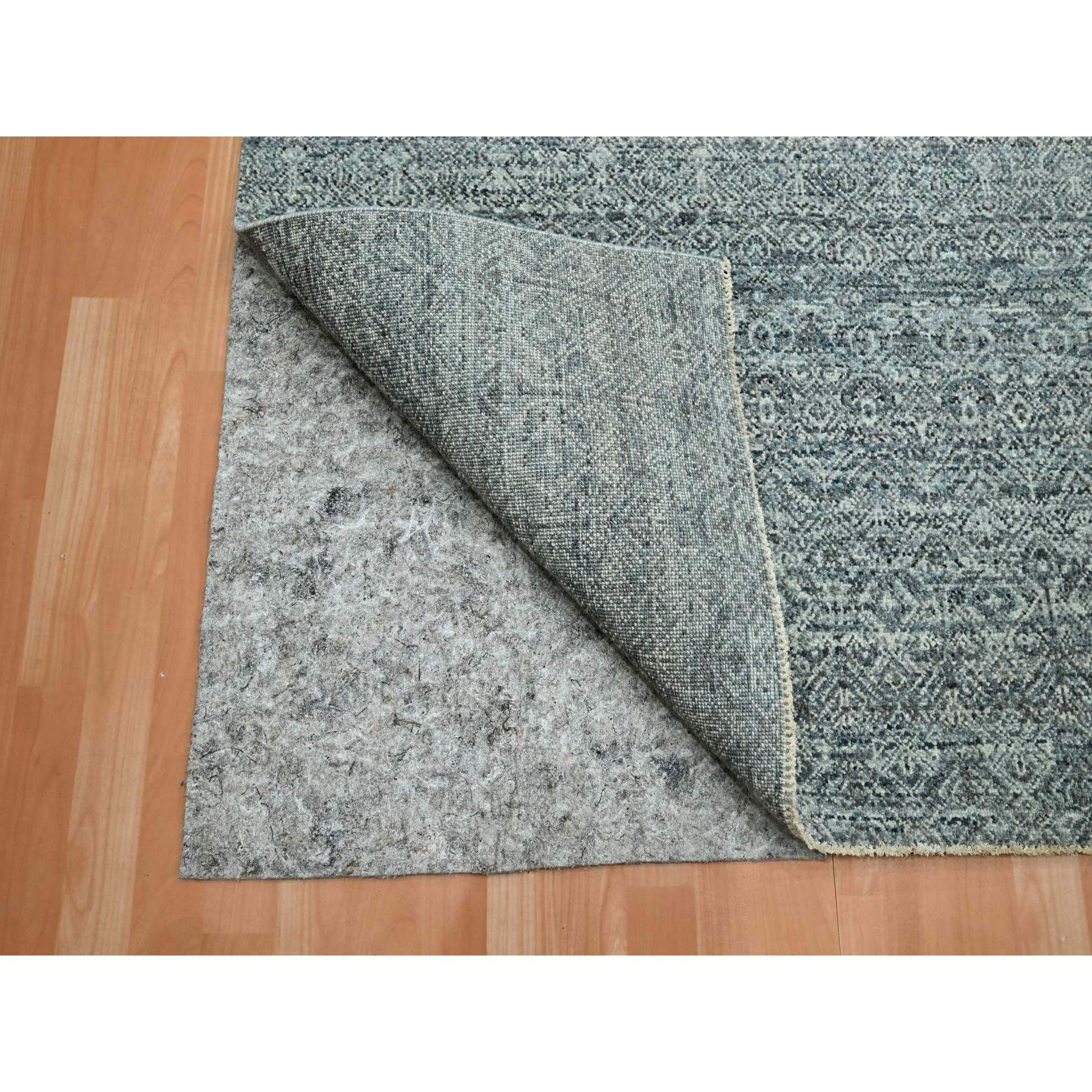 9'x12'2" Griffin Gray, Kohinoor Herat Pattern, Small Geometric Repetitive Diamond Design, Pure Wool, Soft to the Touch, Hand Knotted, Oriental Rug Sh75543