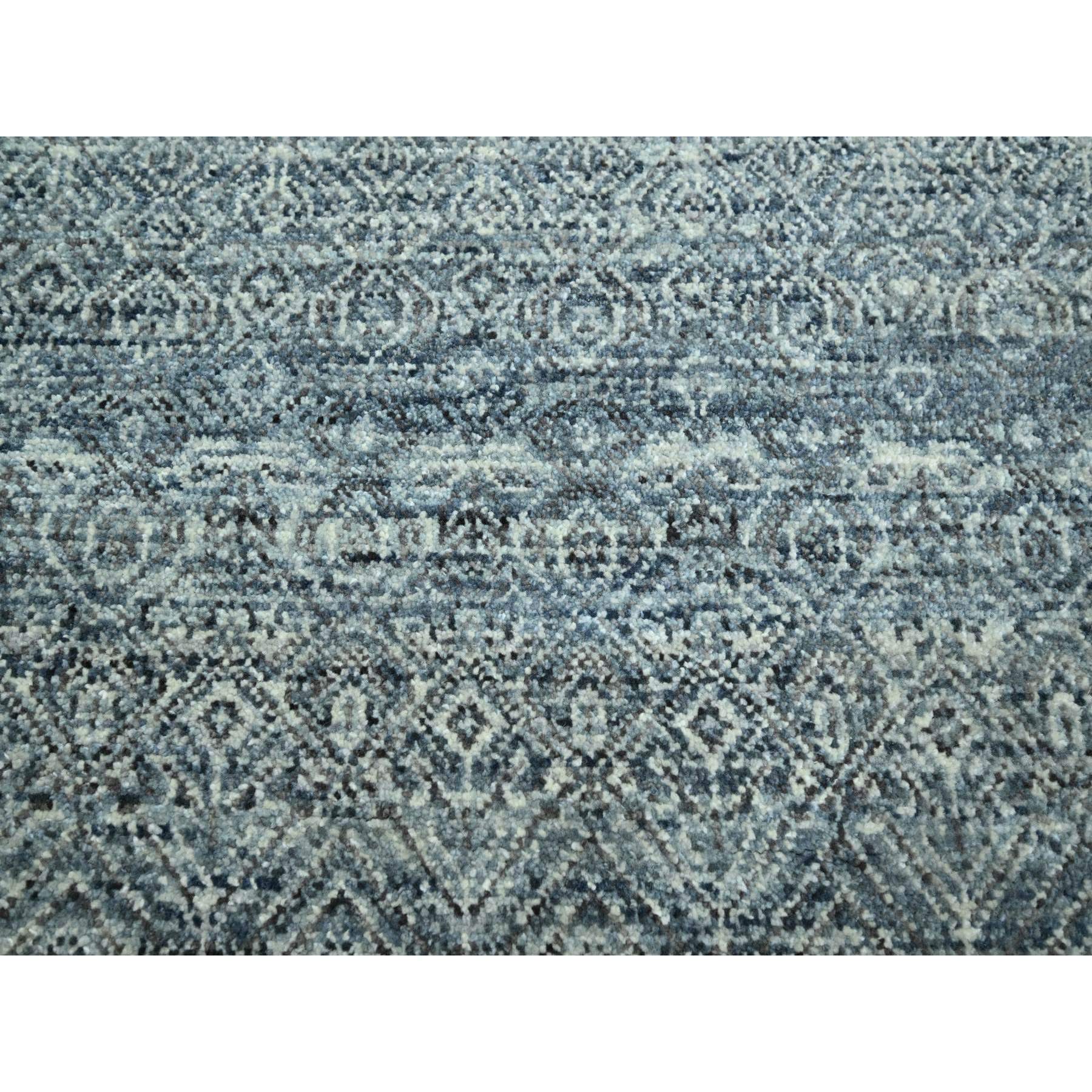 9'x12'2" Griffin Gray, Kohinoor Herat Pattern, Small Geometric Repetitive Diamond Design, Pure Wool, Soft to the Touch, Hand Knotted, Oriental Rug Sh75543