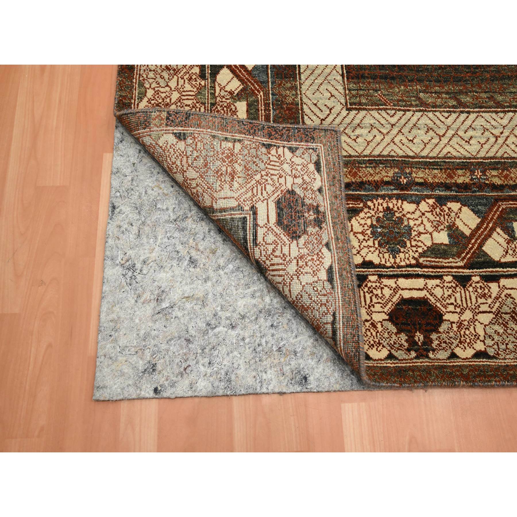10'x14'3" Shades of Brown, Khotan Influence All Over Intricate Design, Zero Pile, 100% Wool, Hand Knotted, Oriental Rug Sh75562