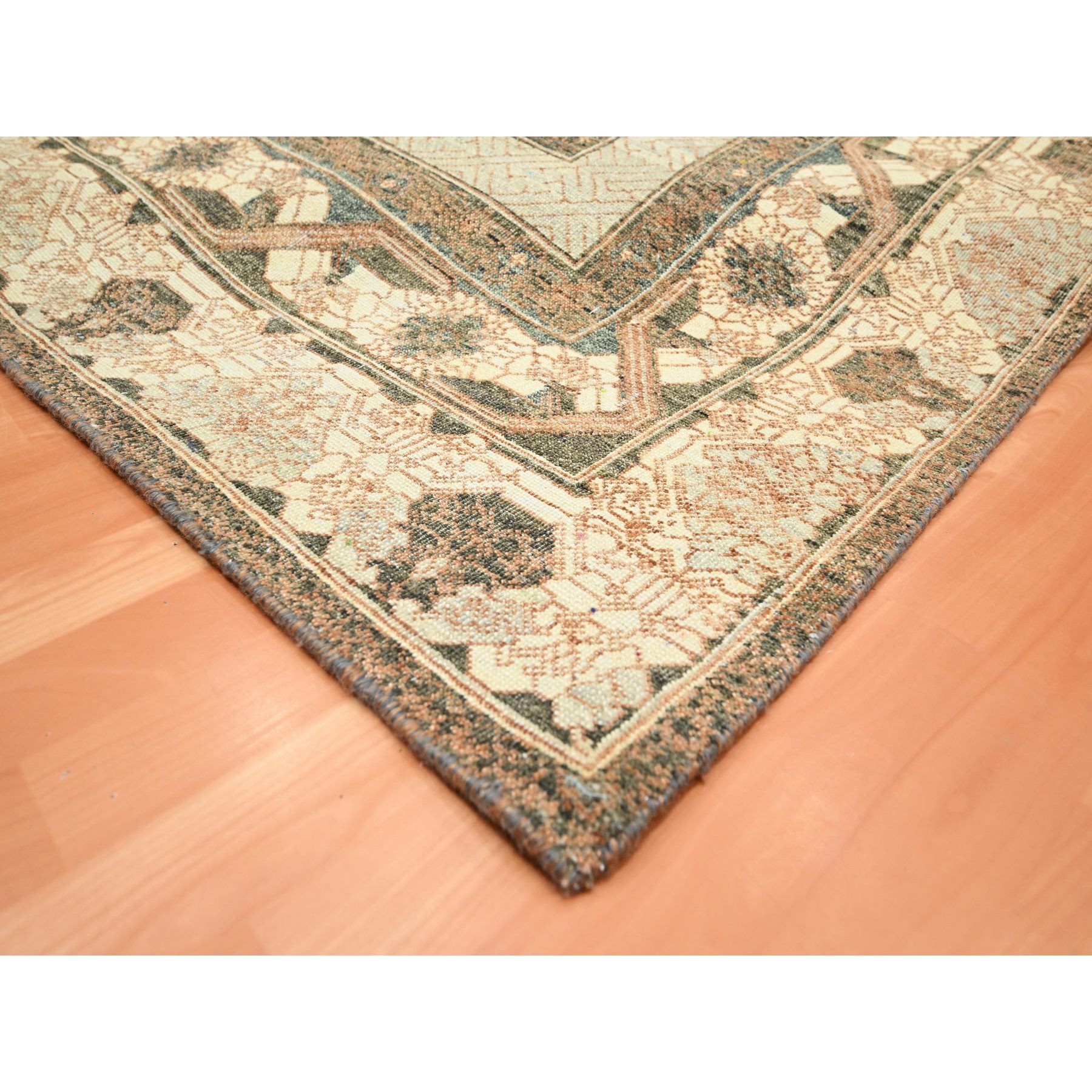 9'x11'10" Toffee Brown, Khotan Influence All Over Intricate Design, 100% Wool, Hand Knotted, Zero Pile, Oriental Rug Sh75563