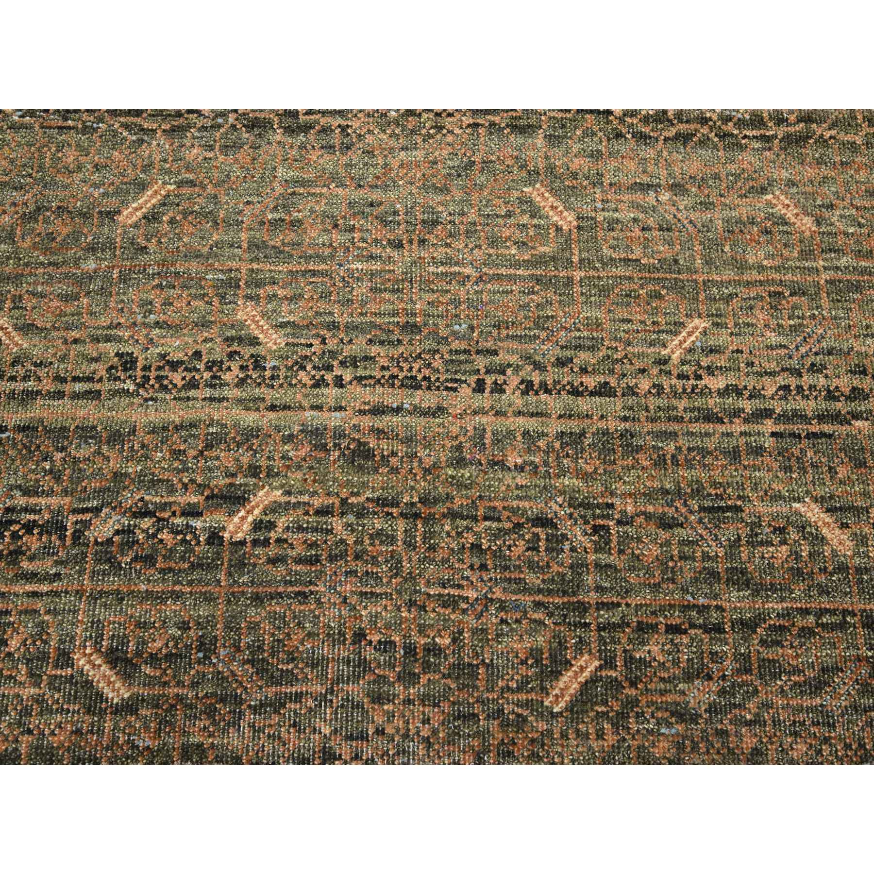 9'x11'10" Toffee Brown, Khotan Influence All Over Intricate Design, 100% Wool, Hand Knotted, Zero Pile, Oriental Rug Sh75563