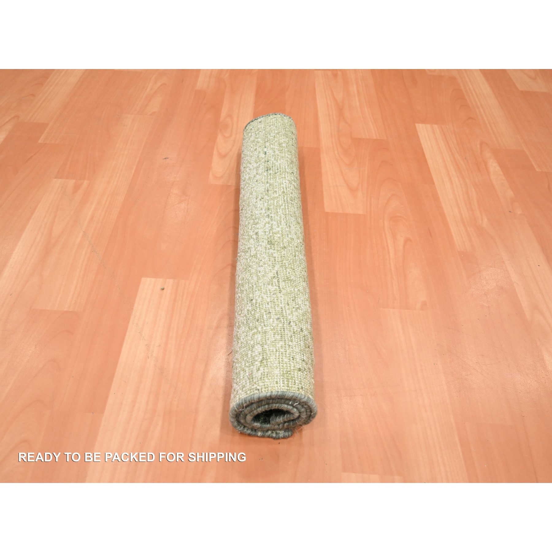 2'x3' Shades of Green, 100% Silk, Textured with Gradation Design, Shaved Low, Sample, Mat, Oriental Rug Sh75575