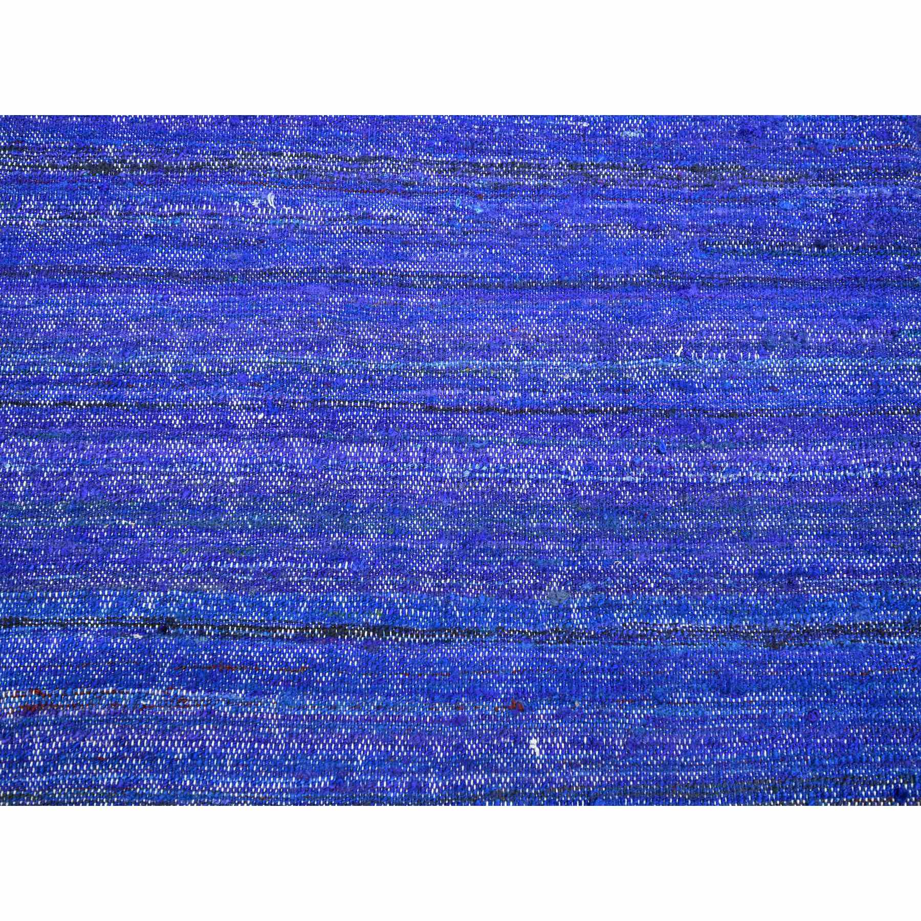 9'2"x11'8" Admiral Blue, Sari Silk, Plain Design, Flat Weave Kilim, Hand Woven, Oriental Rug Sh75576