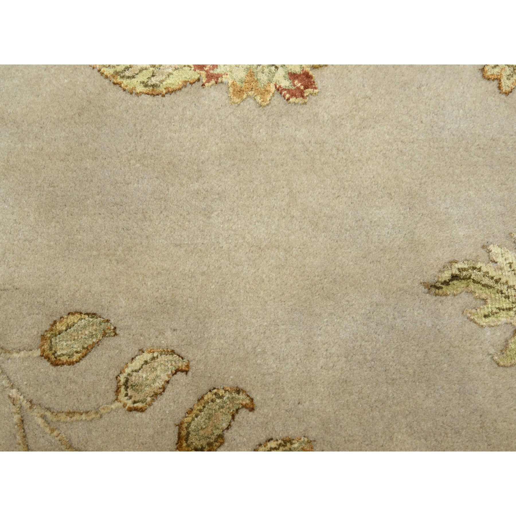 8'x9'9" Linen White, Borderless Botanical Design, Half Wool and Half Silk, Densely Woven, Soft Pile, Hand Knotted, Oriental Rug Sh75588