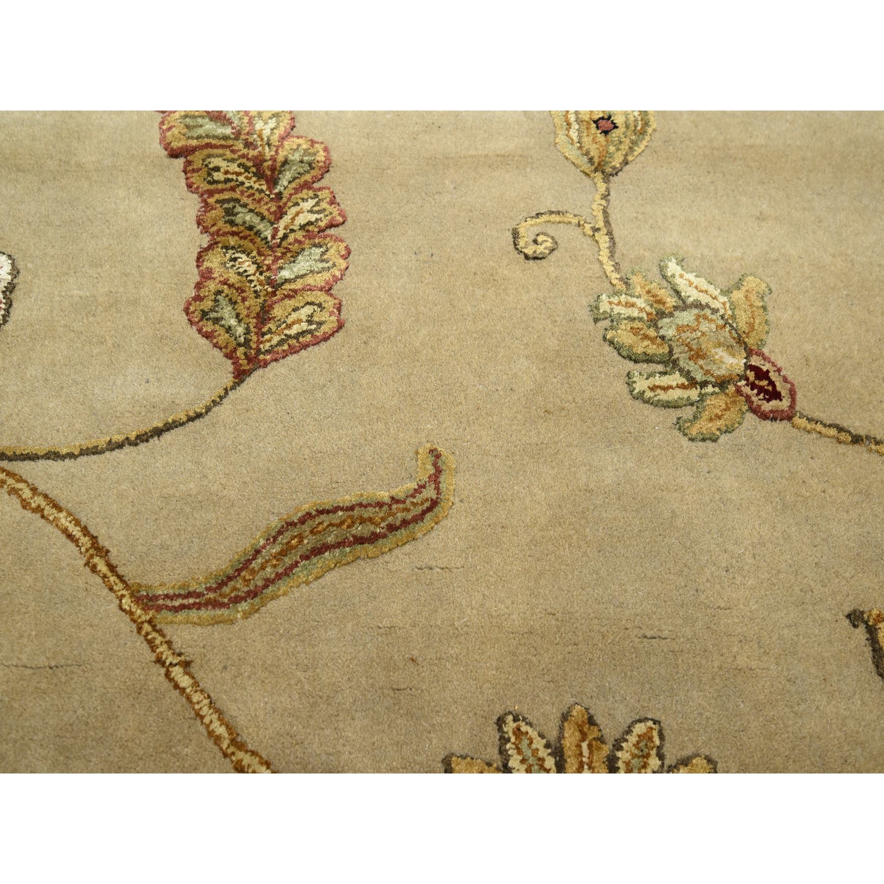 6'x8'10" Cornstalk Brown, Hand Knotted, Half Wool and Half Silk, Borderless Botanical Design, Densely Woven, Soft Pile, Oriental Rug Sh75603