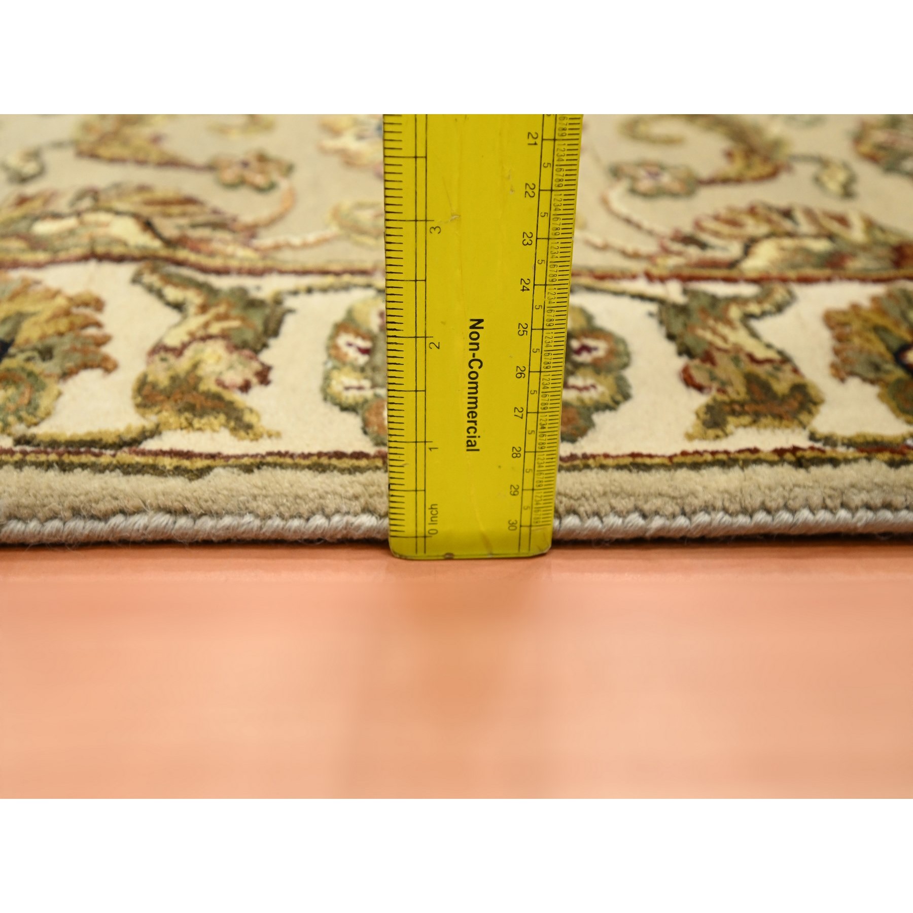 2'6"x8' Dark Vanilla Brown, Rajasthan with All Over Leaf Design, Hand Knotted, Wool and Silk, Soft Pile, Thick and Plush, Runner, Oriental Rug Sh75615